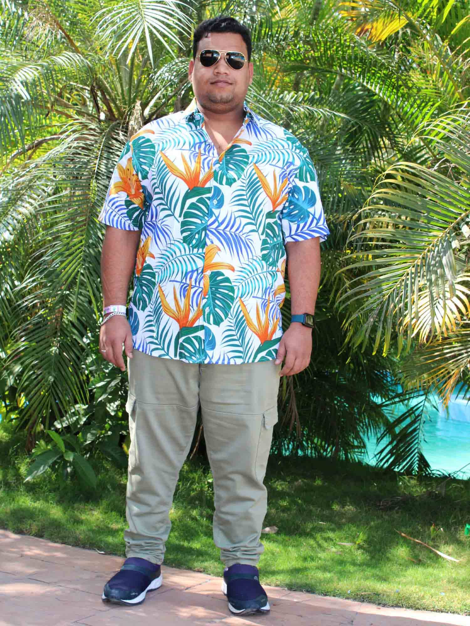 Hawaiian Floral Digital Printed Half Shirt Men's Plus Size - Guniaa Fashions