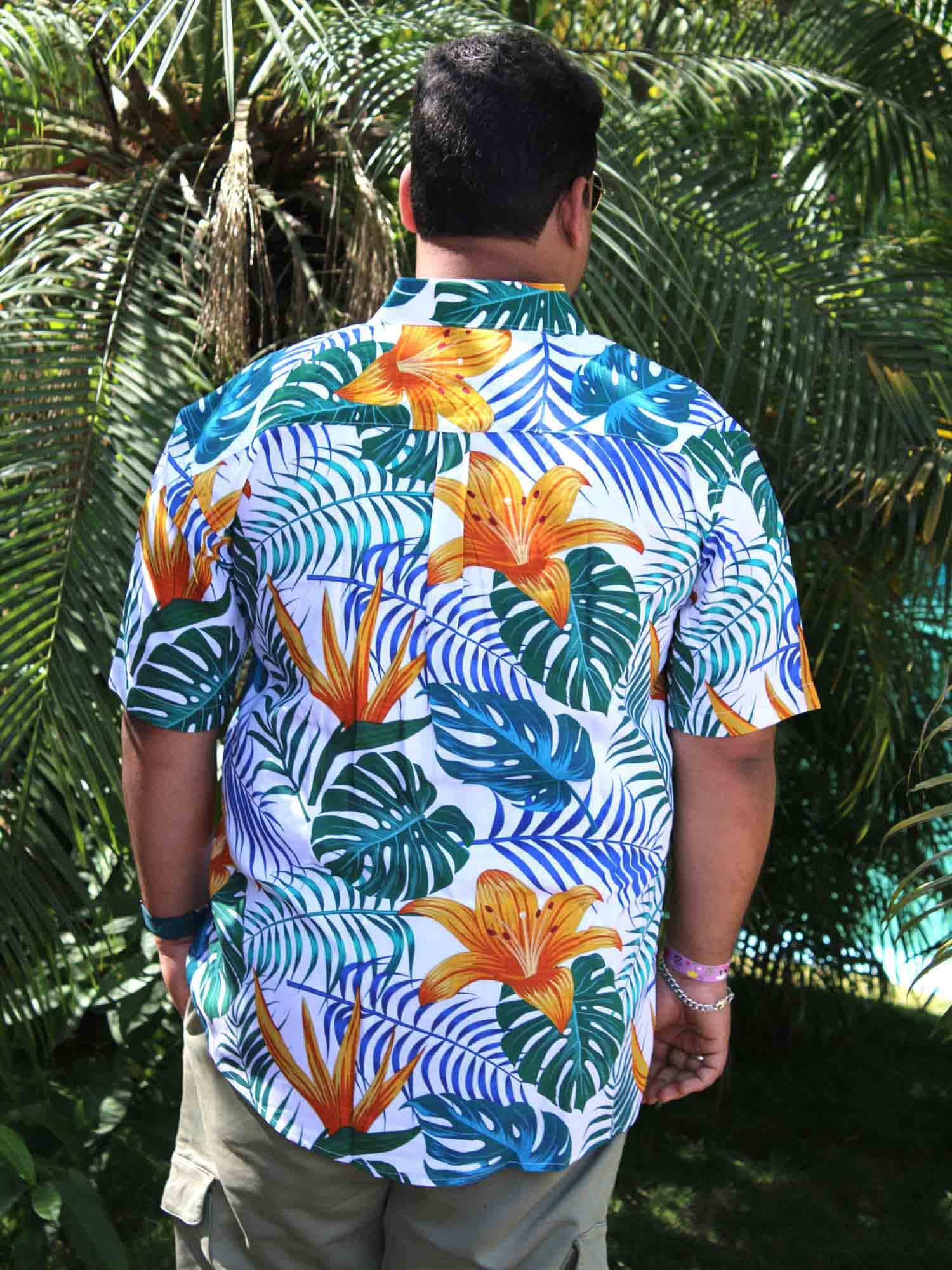 Hawaiian Floral Digital Printed Half Shirt Men's Plus Size - Guniaa Fashions