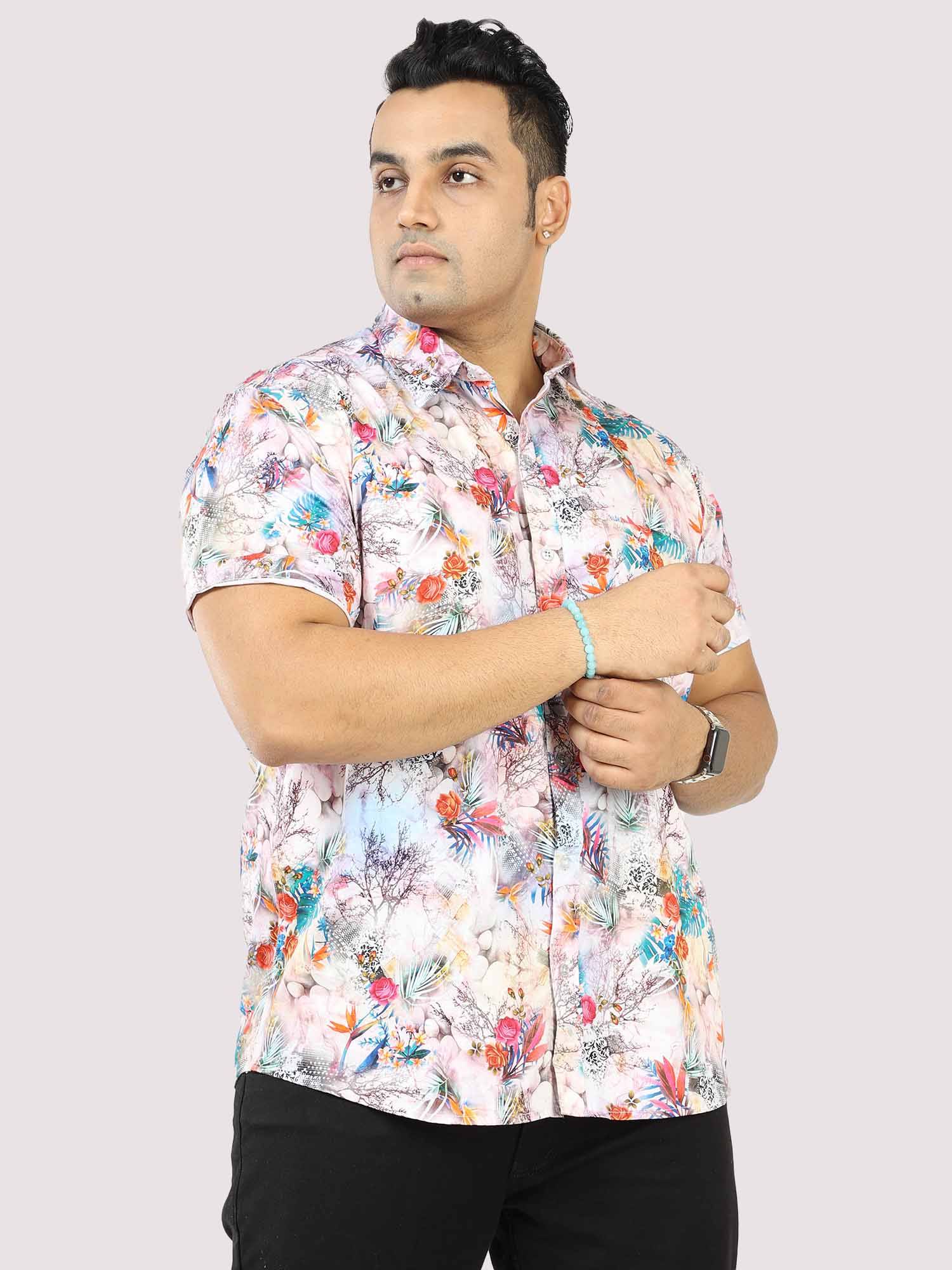 Hibiscus Tropic Digital Printed Half Sleeve Shirt Men's Plus Size - Guniaa Fashions