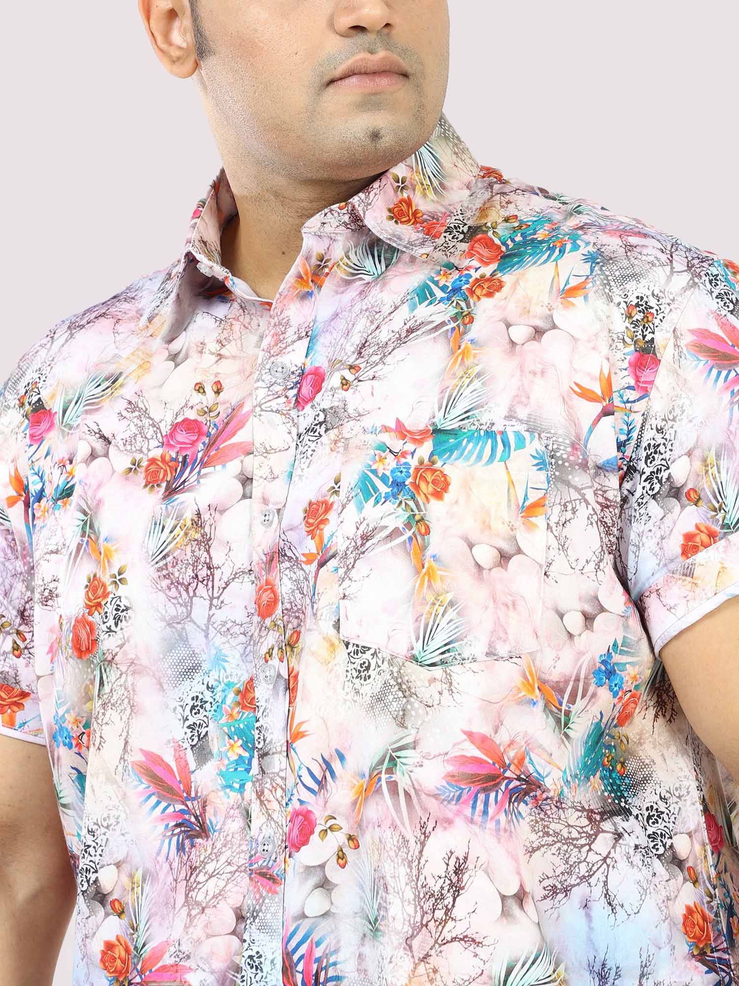 Hibiscus Tropic Digital Printed Half Sleeve Shirt Men's Plus Size - Guniaa Fashions