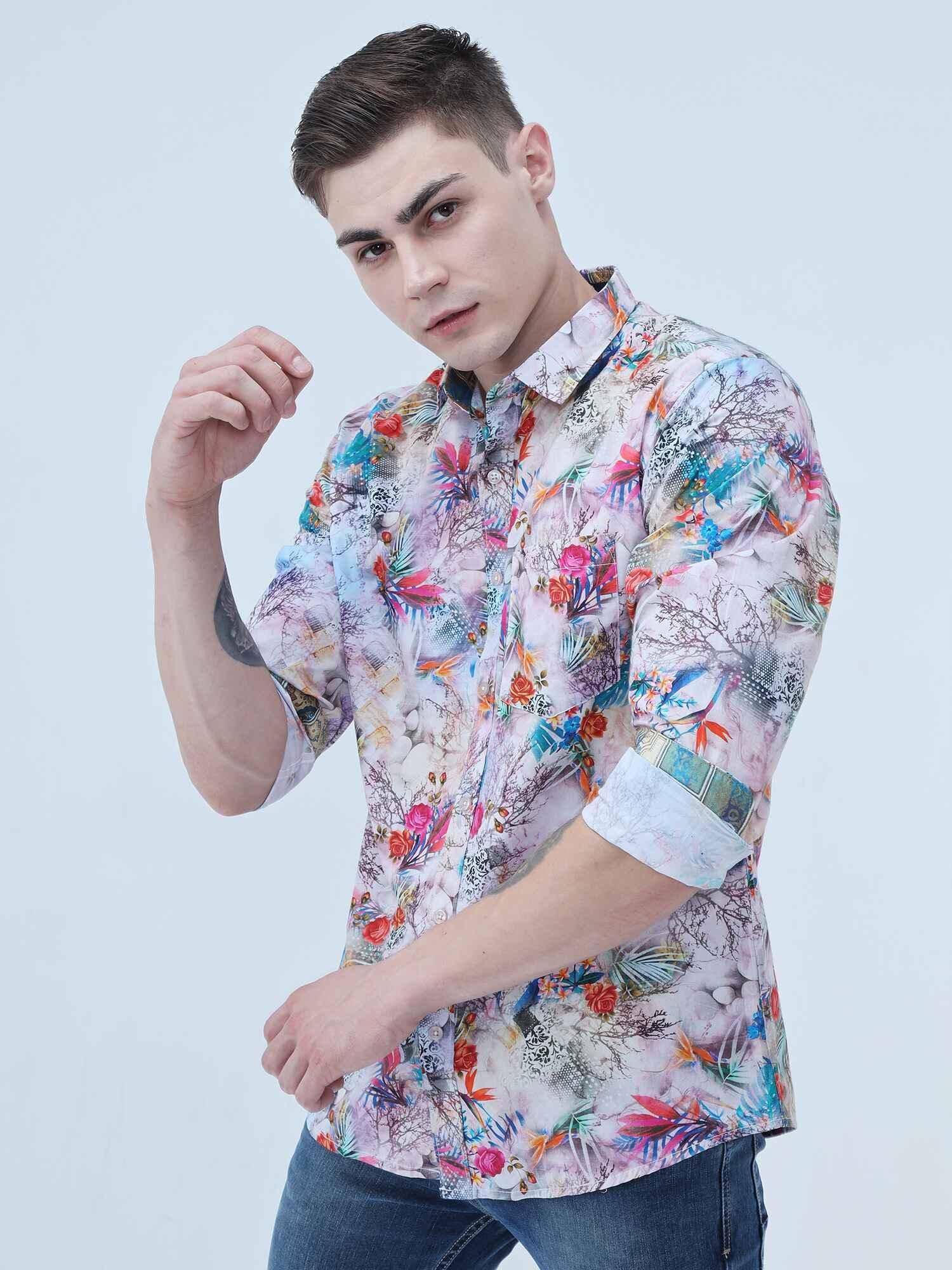 Hibiscus Tropic Digital Printed Shirt - Guniaa Fashions