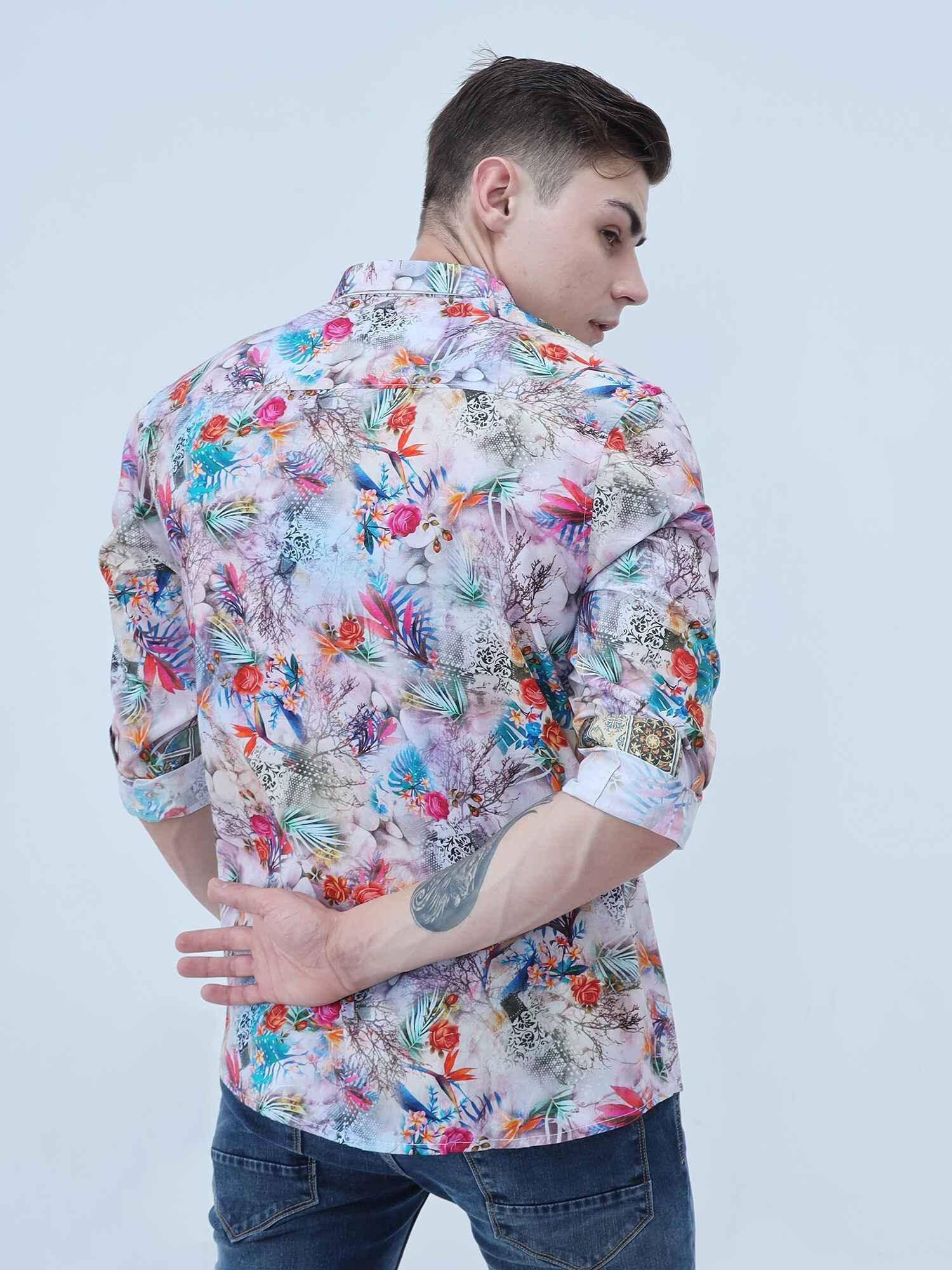 Hibiscus Tropic Digital Printed Shirt - Guniaa Fashions