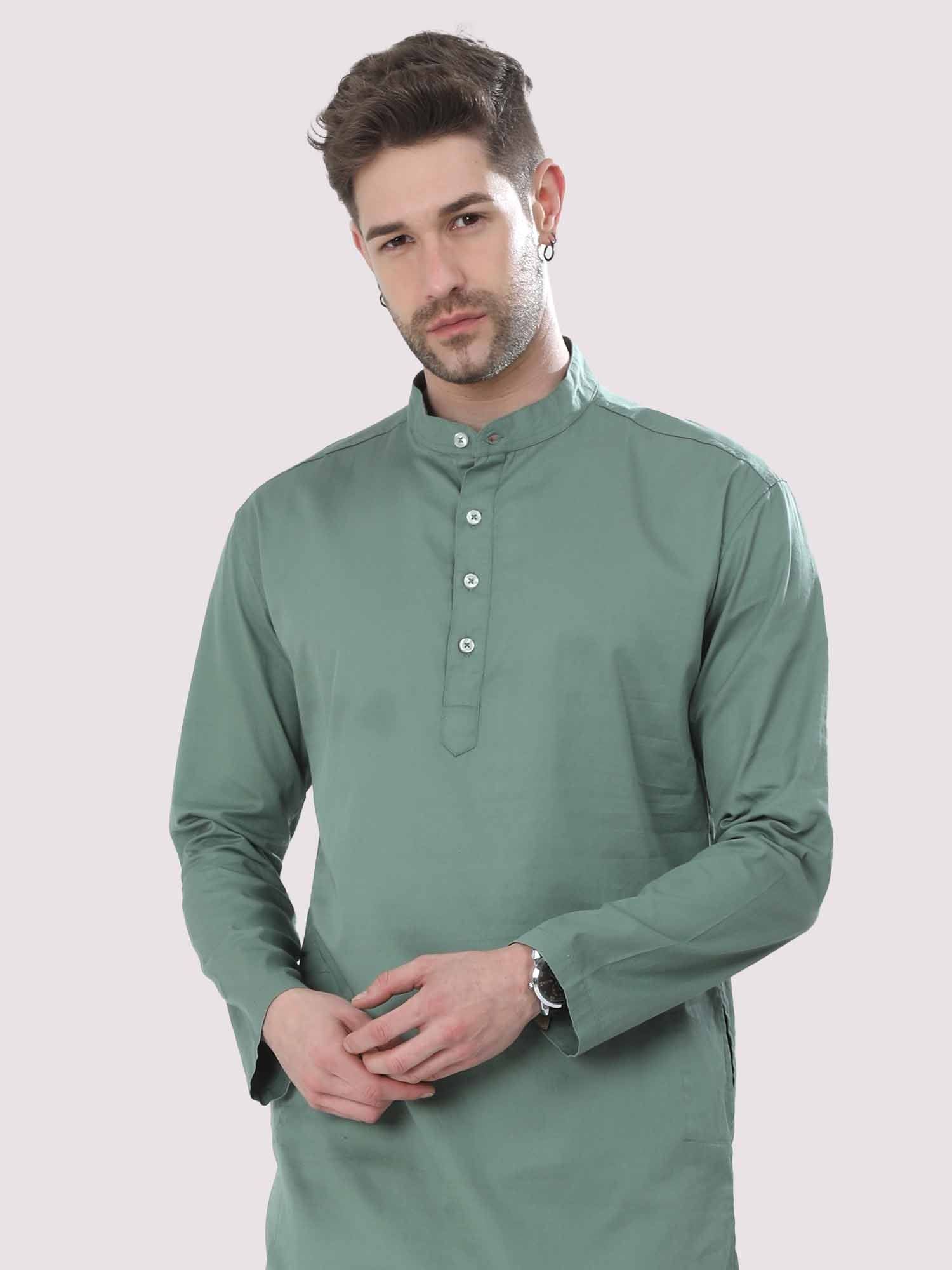 Hunter Green Solid Kurta - Guniaa Fashions