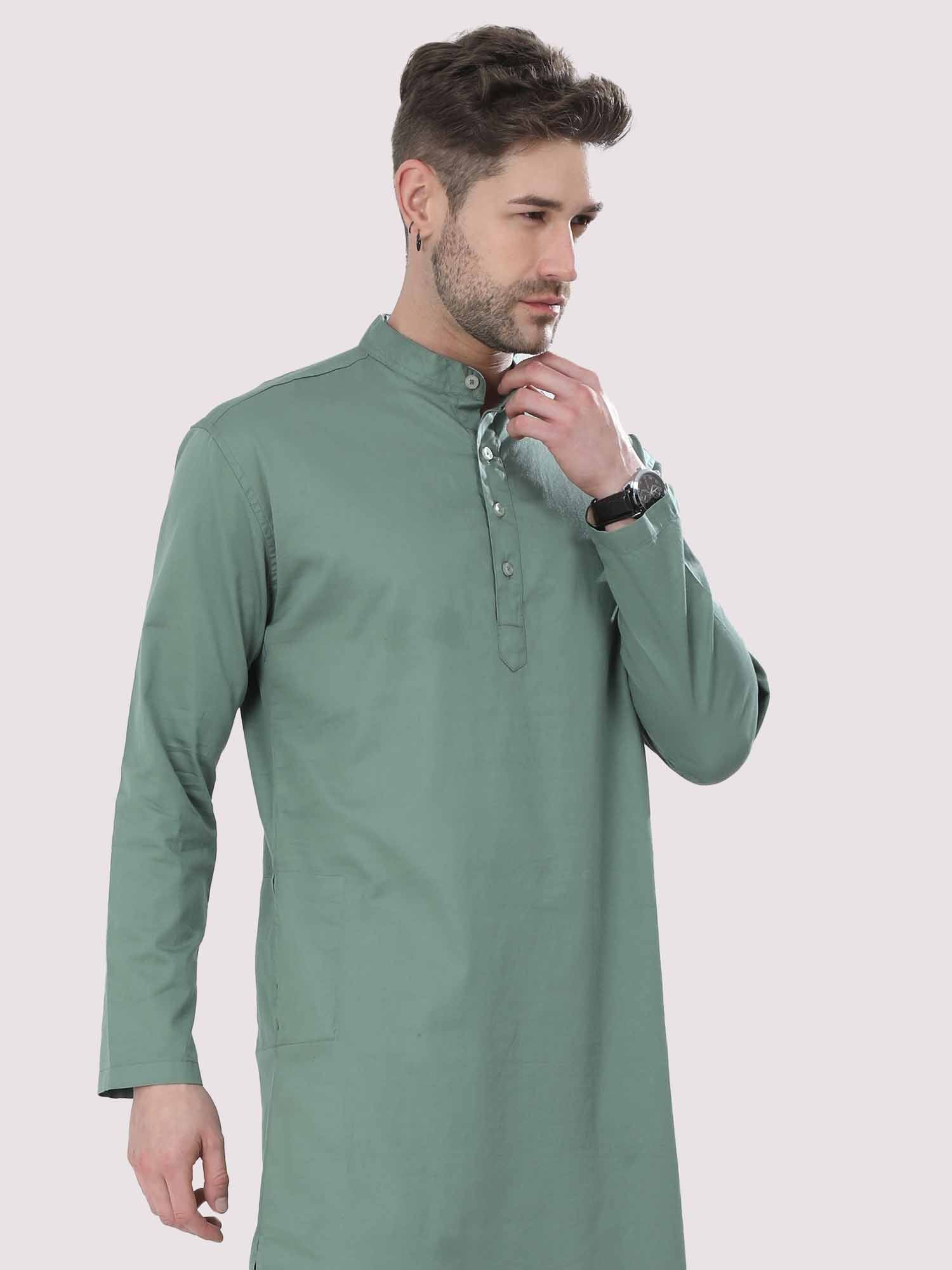 Hunter Green Solid Kurta - Guniaa Fashions