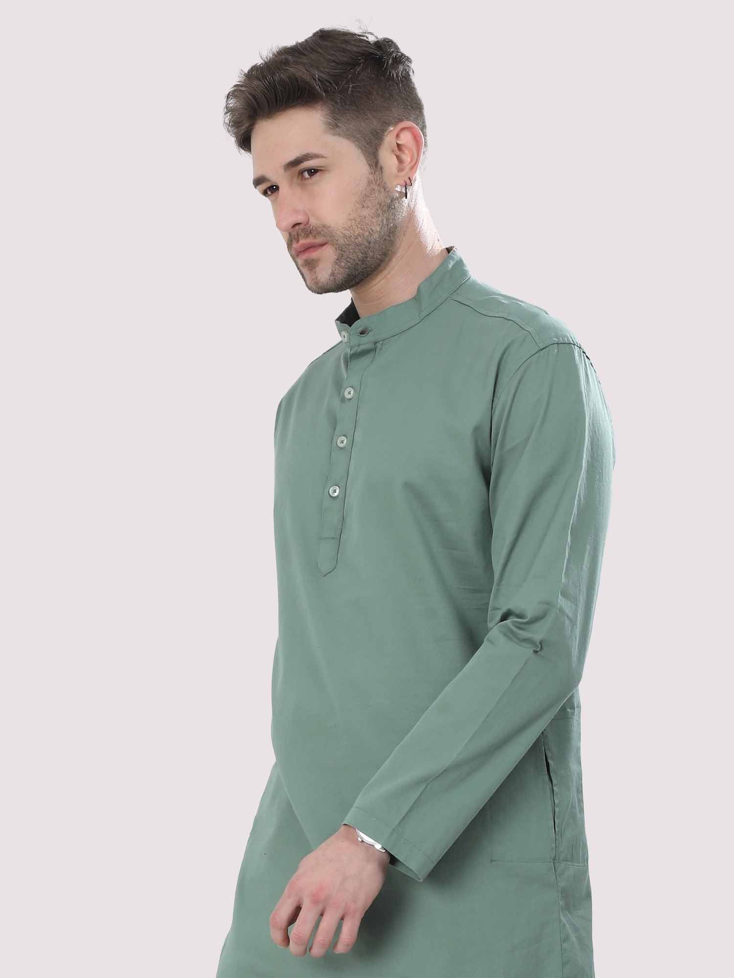 Hunter Green Solid Kurta - Guniaa Fashions