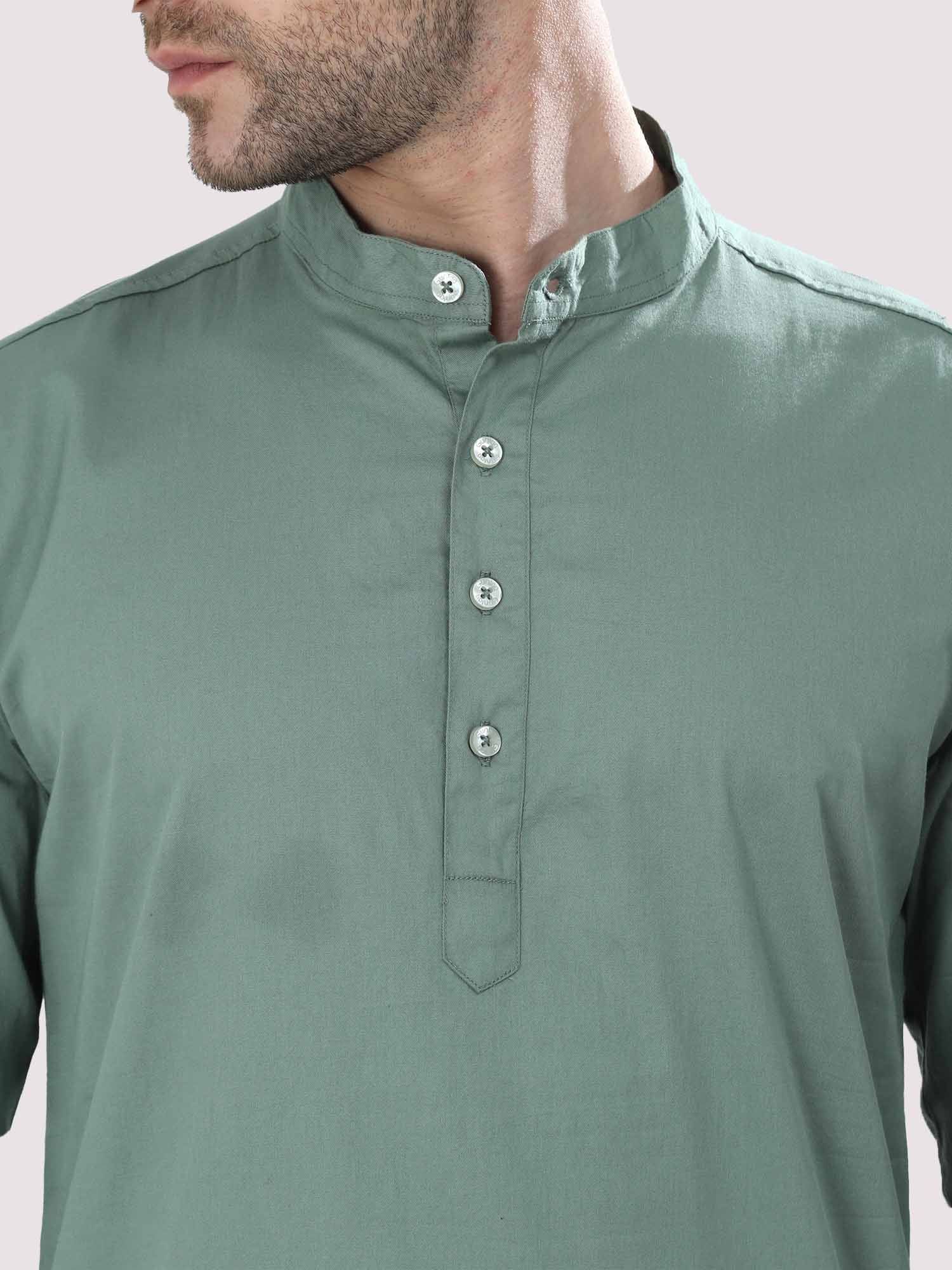 Hunter Green Solid Kurta - Guniaa Fashions