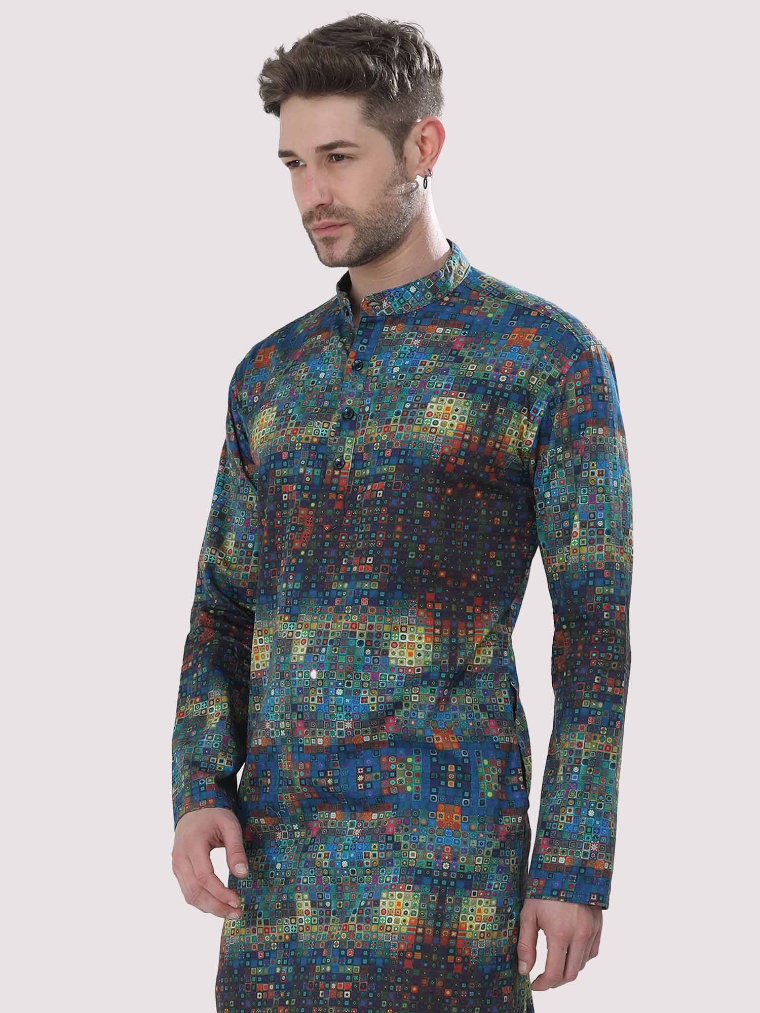 Ikat Printed Kurta Men's Plus Size - Guniaa Fashions