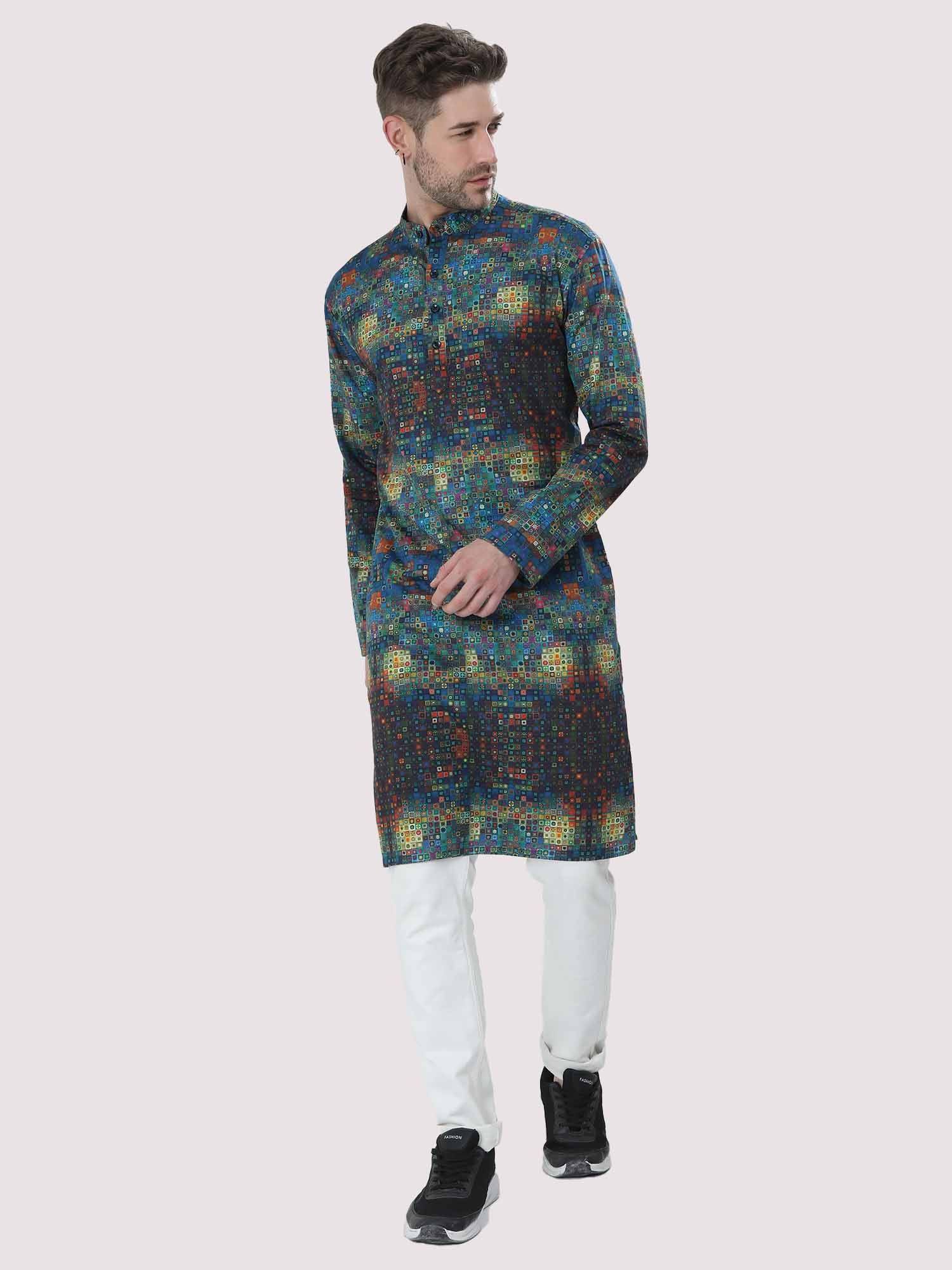 Ikat Printed Kurta Men's Plus Size - Guniaa Fashions