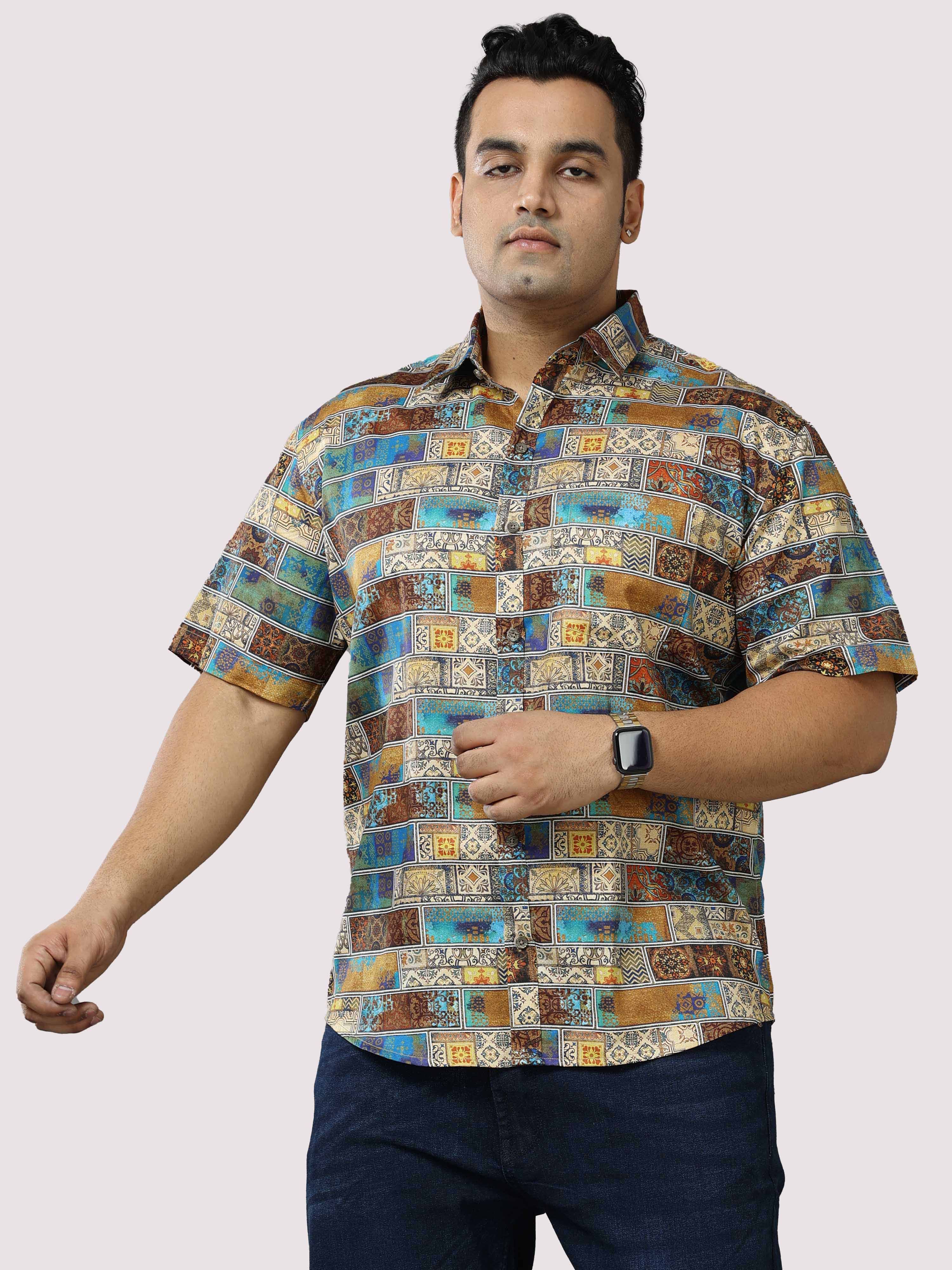 King Mens Printed Casual Half Shirt Men's Plus Size - Guniaa Fashions