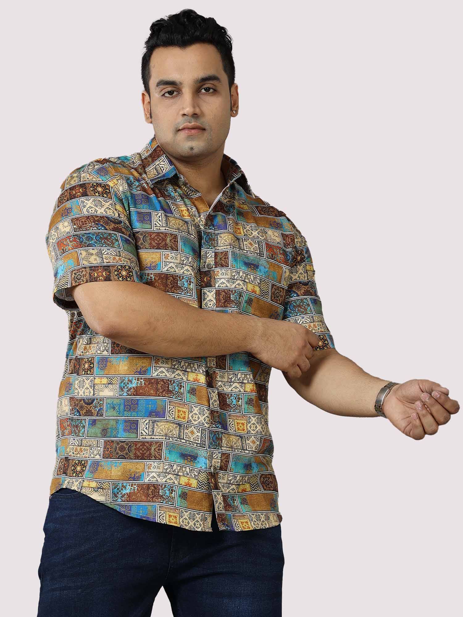 King Mens Printed Casual Half Shirt Men's Plus Size - Guniaa Fashions