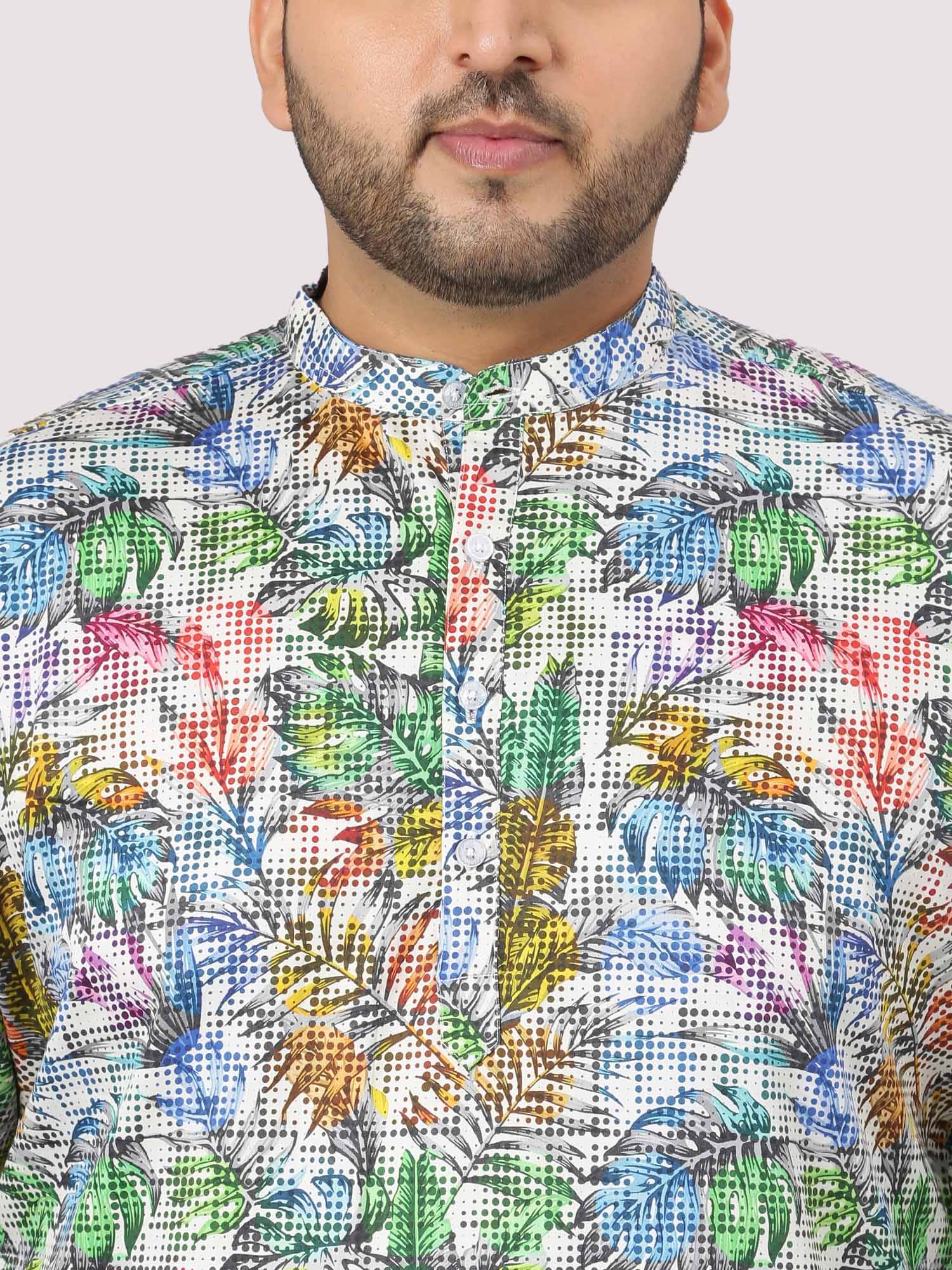 Leaf Matrix Printed Kurta Men's Plus Size - Guniaa Fashions