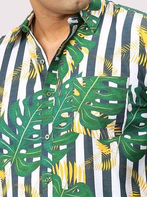 Leaf Stripe Digital Printed Full Sleeve Men's Plus Size Shirt - Guniaa Fashions