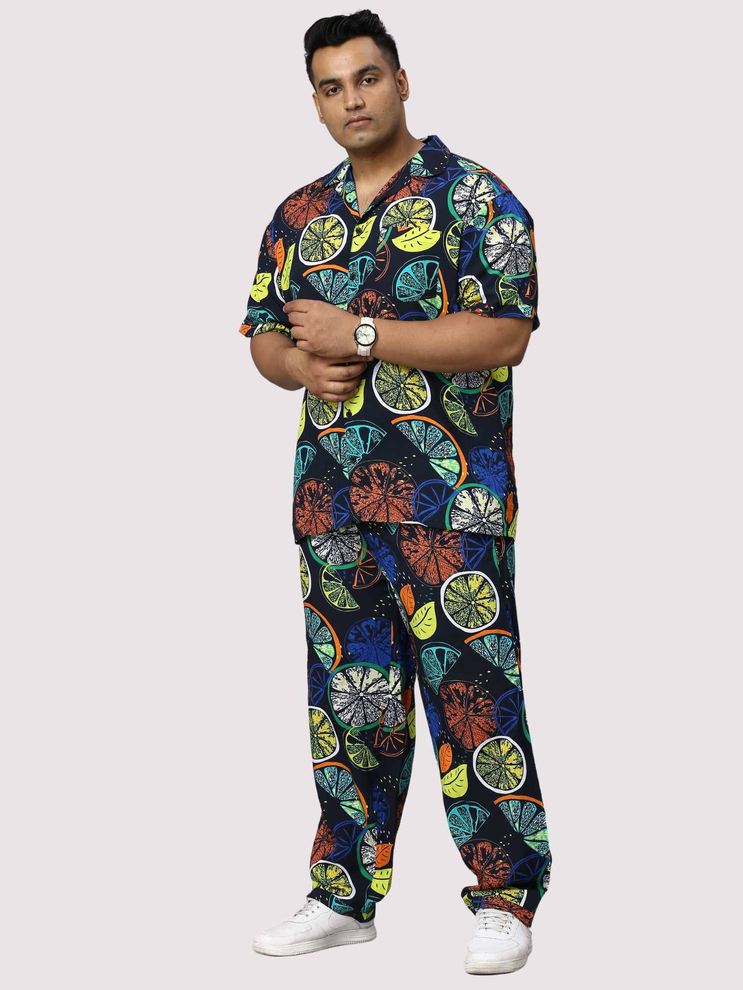 Lemon Burst Digital Printed Full Co-Ords Men's Plus Size - Guniaa Fashions