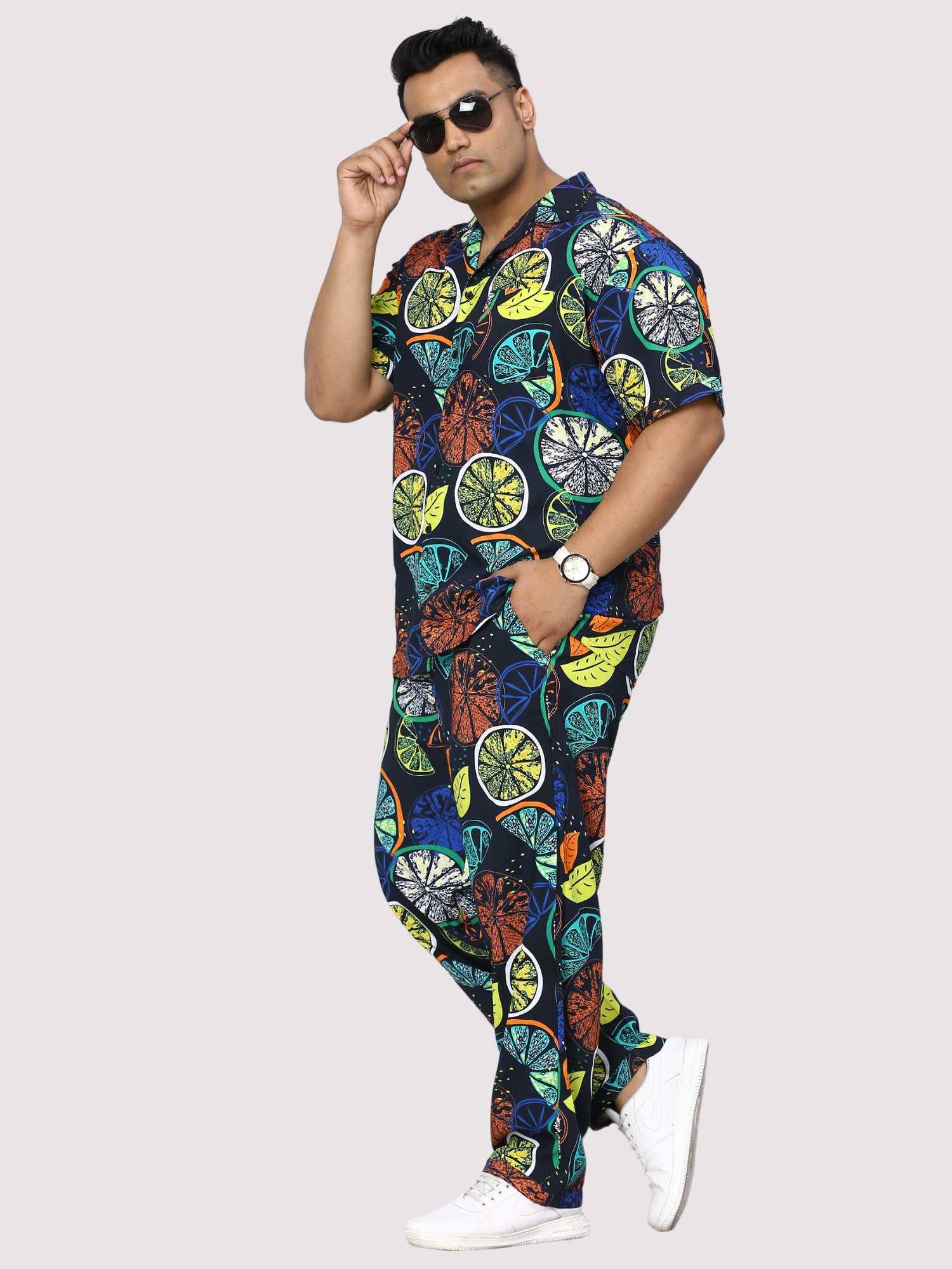 Lemon Burst Digital Printed Full Co-Ords Men's Plus Size - Guniaa Fashions