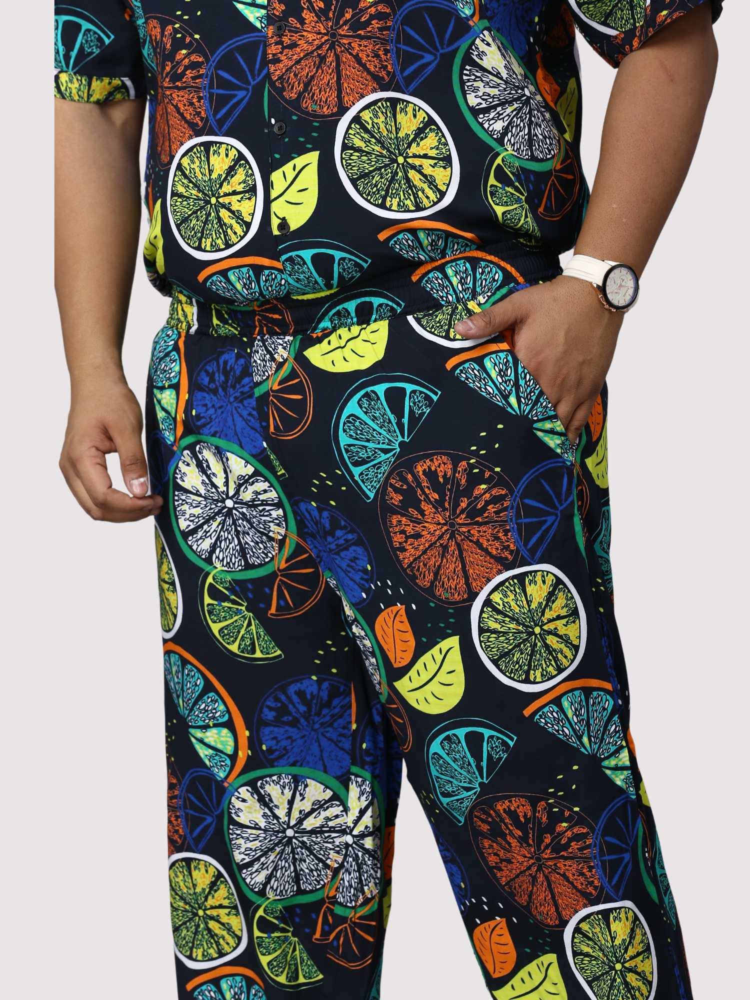 Lemon Burst Digital Printed Full Co-Ords Men's Plus Size - Guniaa Fashions