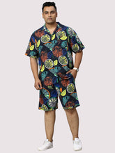 Lemon Burst Digital Printed Half Co-Ords Men's Plus Size - Guniaa Fashions