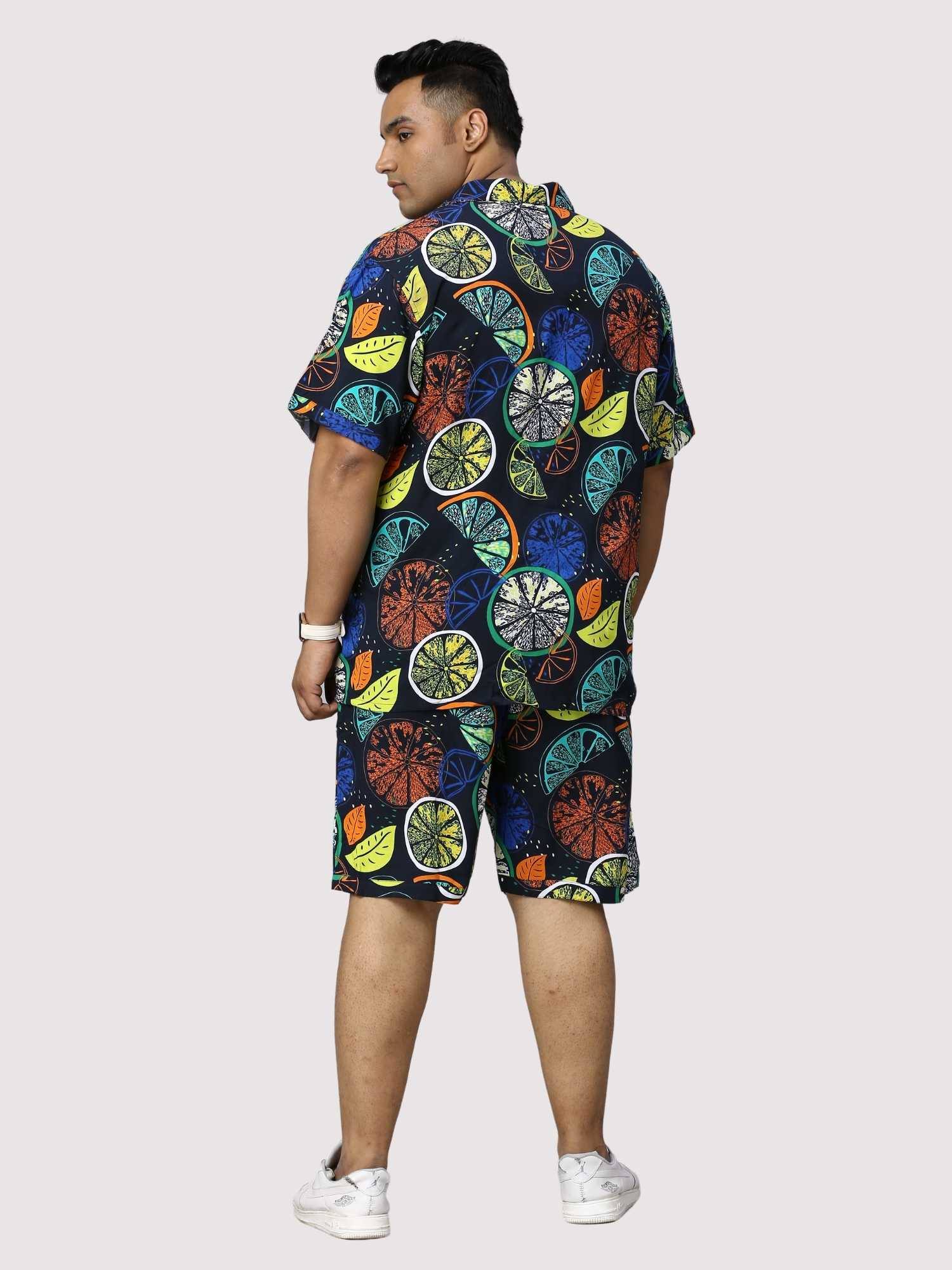 Lemon Burst Digital Printed Half Co-Ords Men's Plus Size - Guniaa Fashions