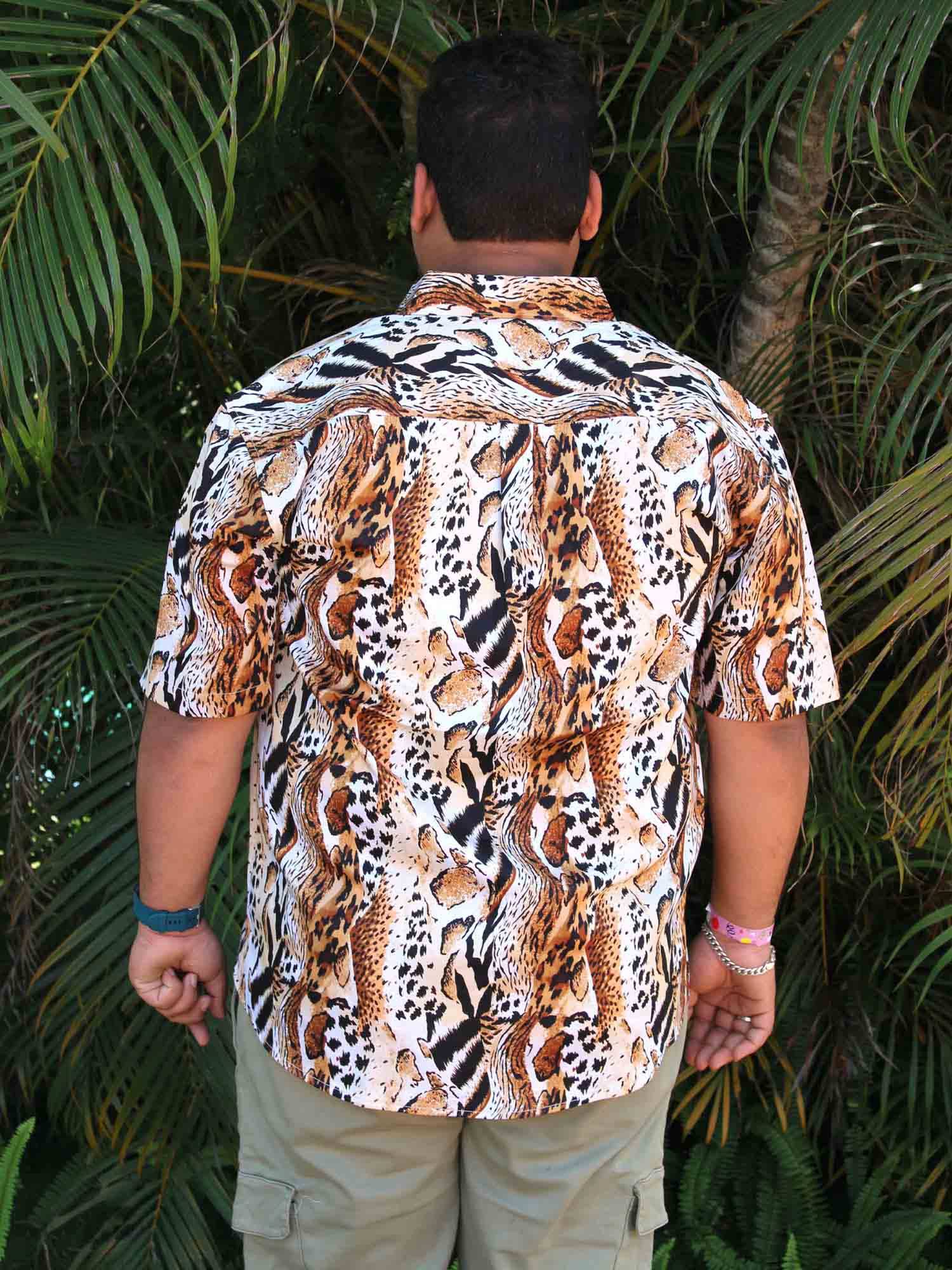 Leopard Digital Printed Half Shirt Men's Plus Size - Guniaa Fashions