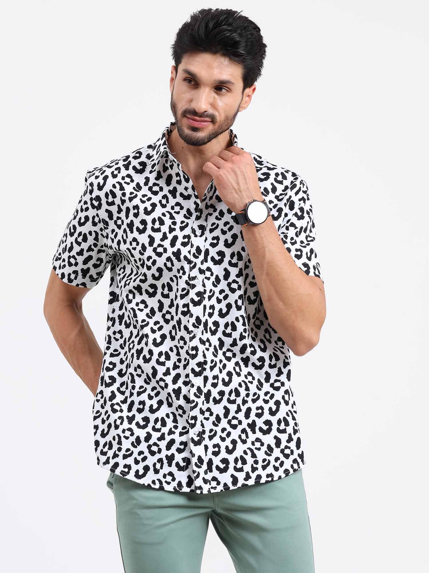 Leopard Print Half Sleeve Shirt - Guniaa Fashions