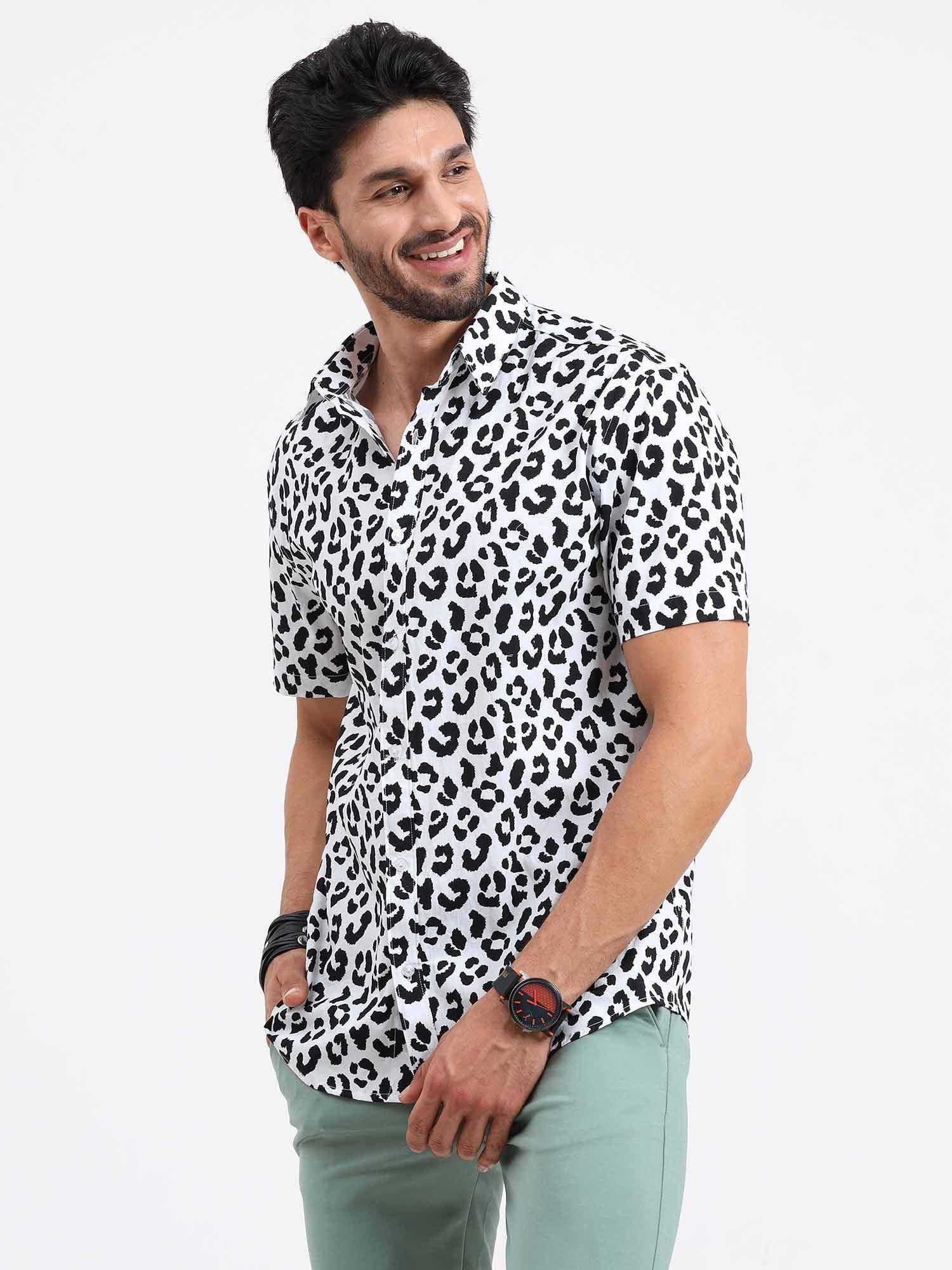 Leopard Print Half Sleeve Shirt - Guniaa Fashions