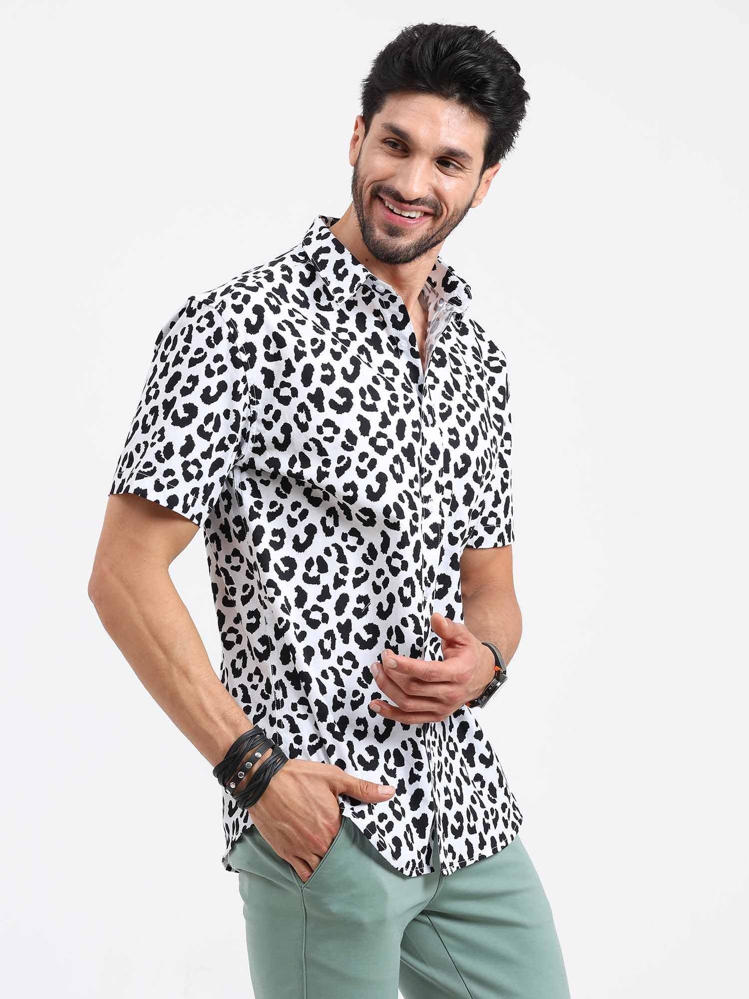 Leopard Print Half Sleeve Shirt - Guniaa Fashions