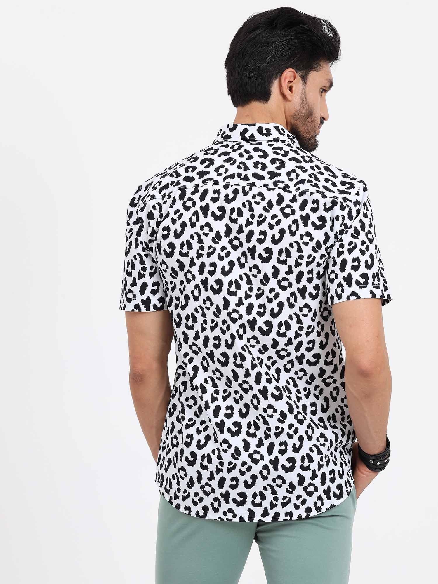 Leopard Print Half Sleeve Shirt - Guniaa Fashions