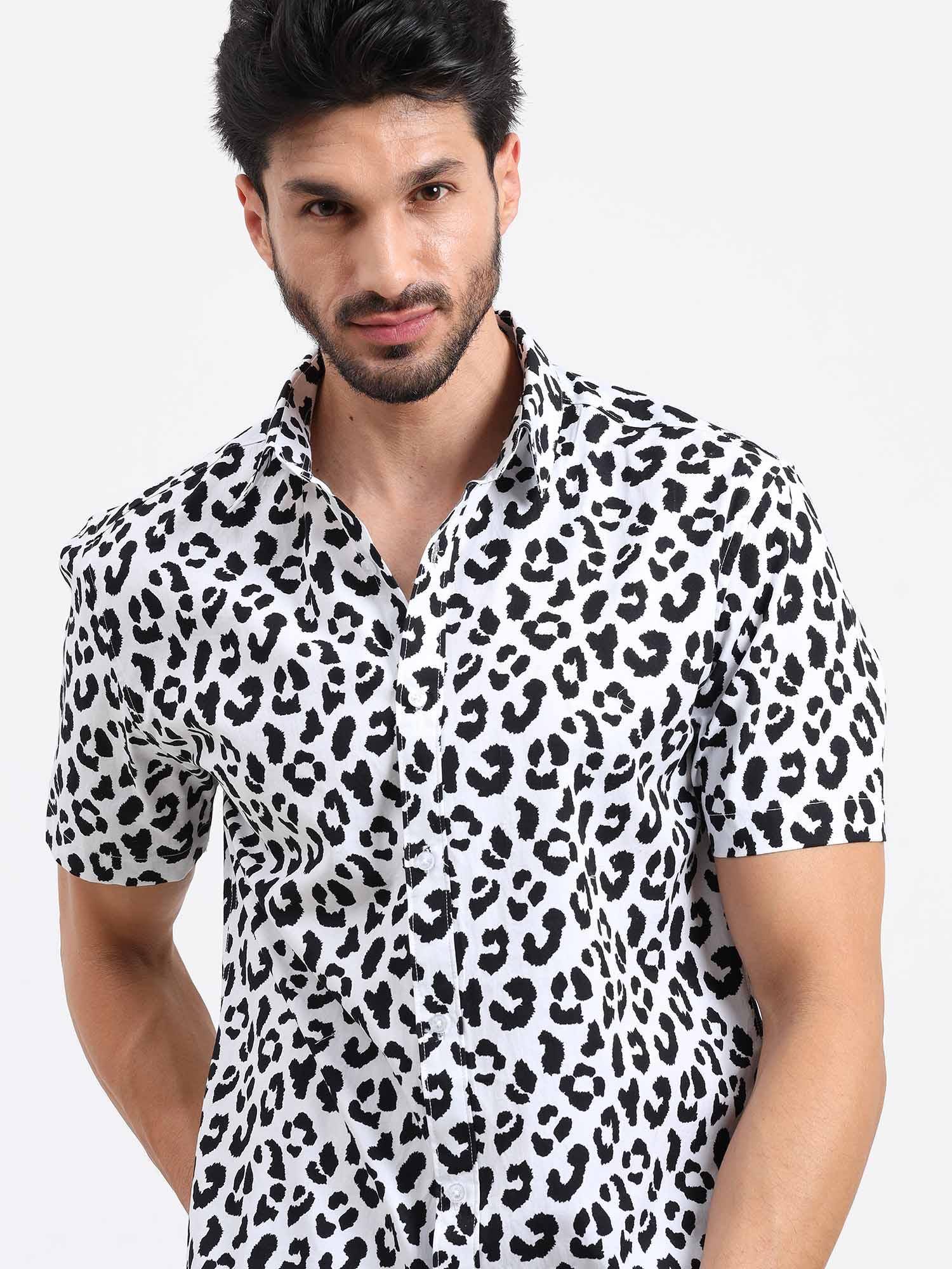 Leopard Print Half Sleeve Shirt - Guniaa Fashions