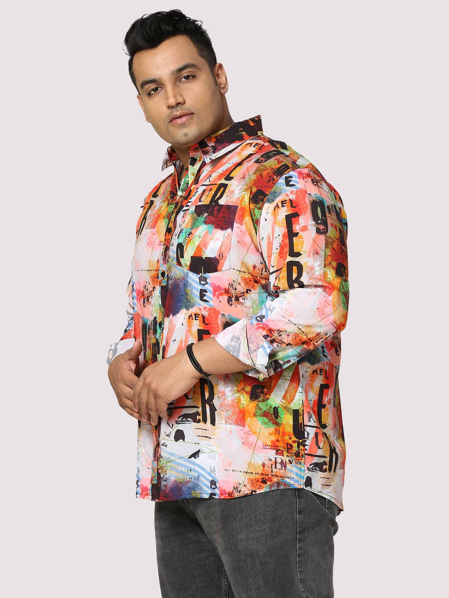 Letter Blaze Digital Printed Full Sleeve Men's Plus Size - Guniaa Fashions