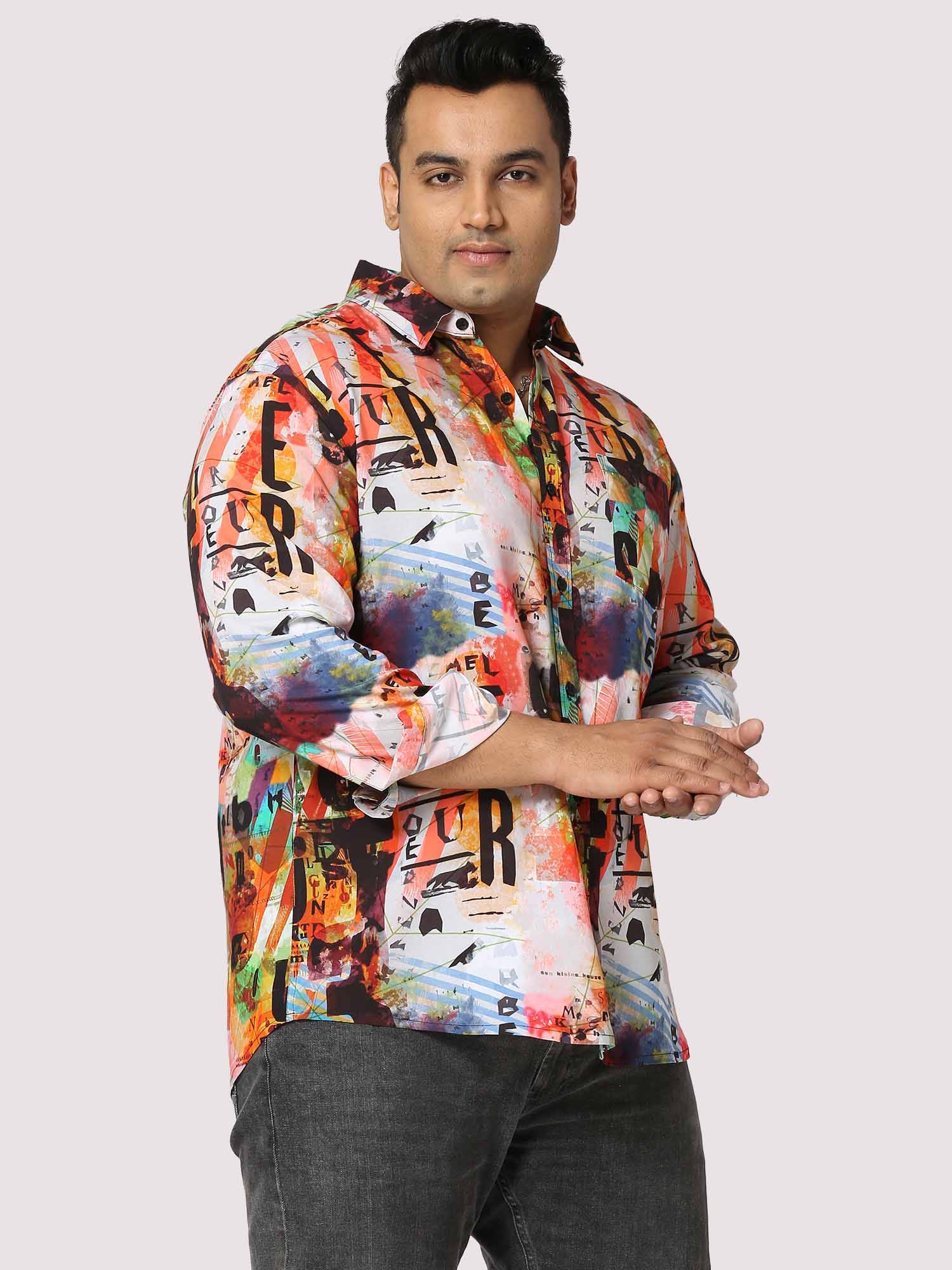 Letter Blaze Digital Printed Full Sleeve Men's Plus Size - Guniaa Fashions