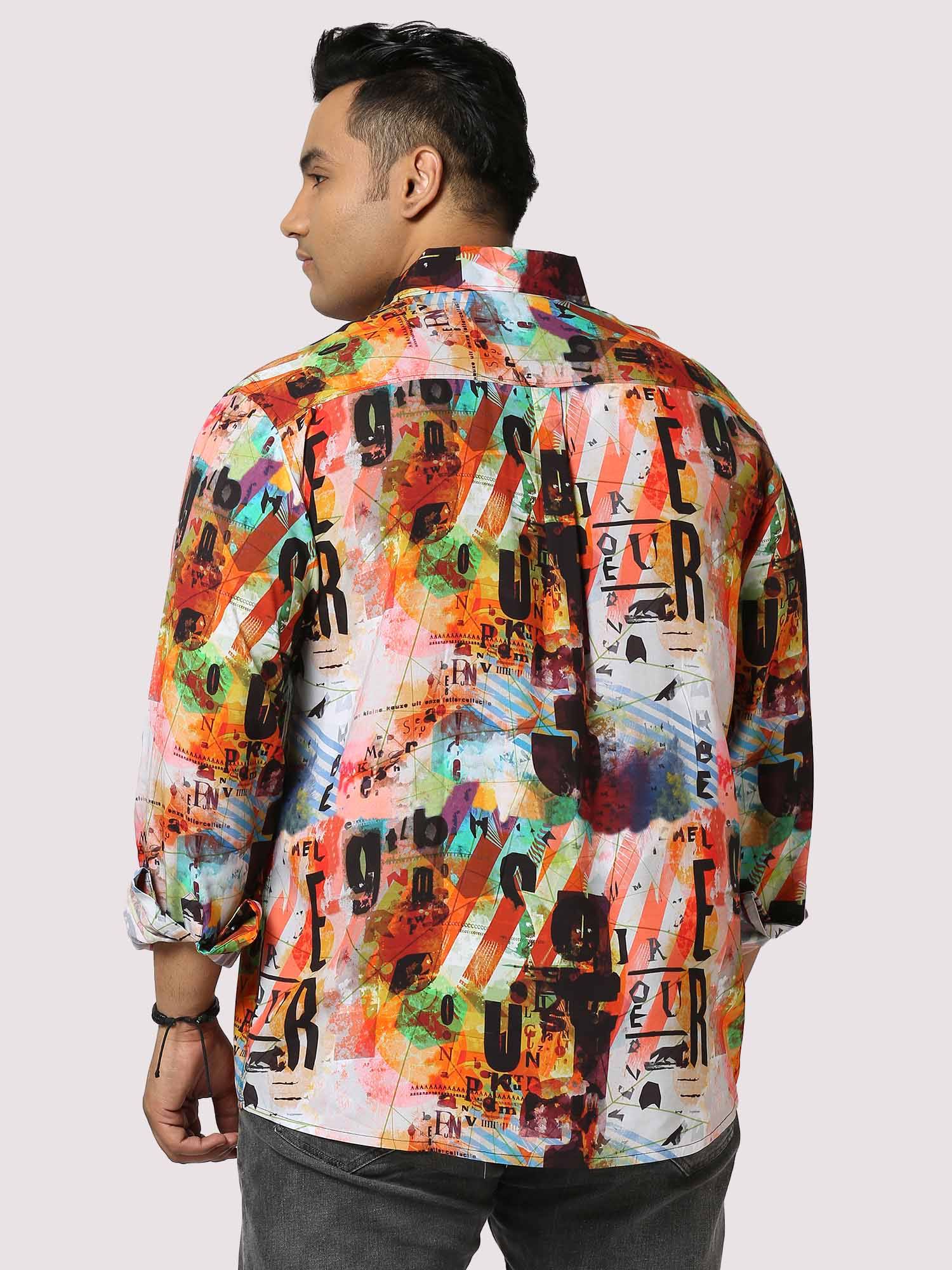 Letter Blaze Digital Printed Full Sleeve Men's Plus Size - Guniaa Fashions