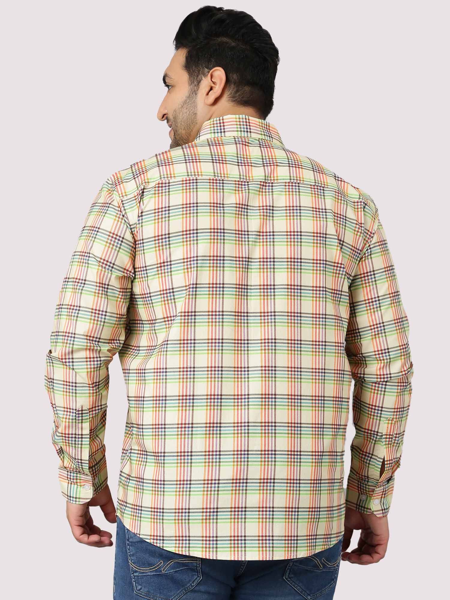 Light and Bright Yellow Checks Shirts Men's Plus Size - Guniaa Fashions