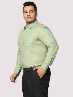 Light Green Checkered Full Shirt Men's Plus Size - Guniaa Fashions