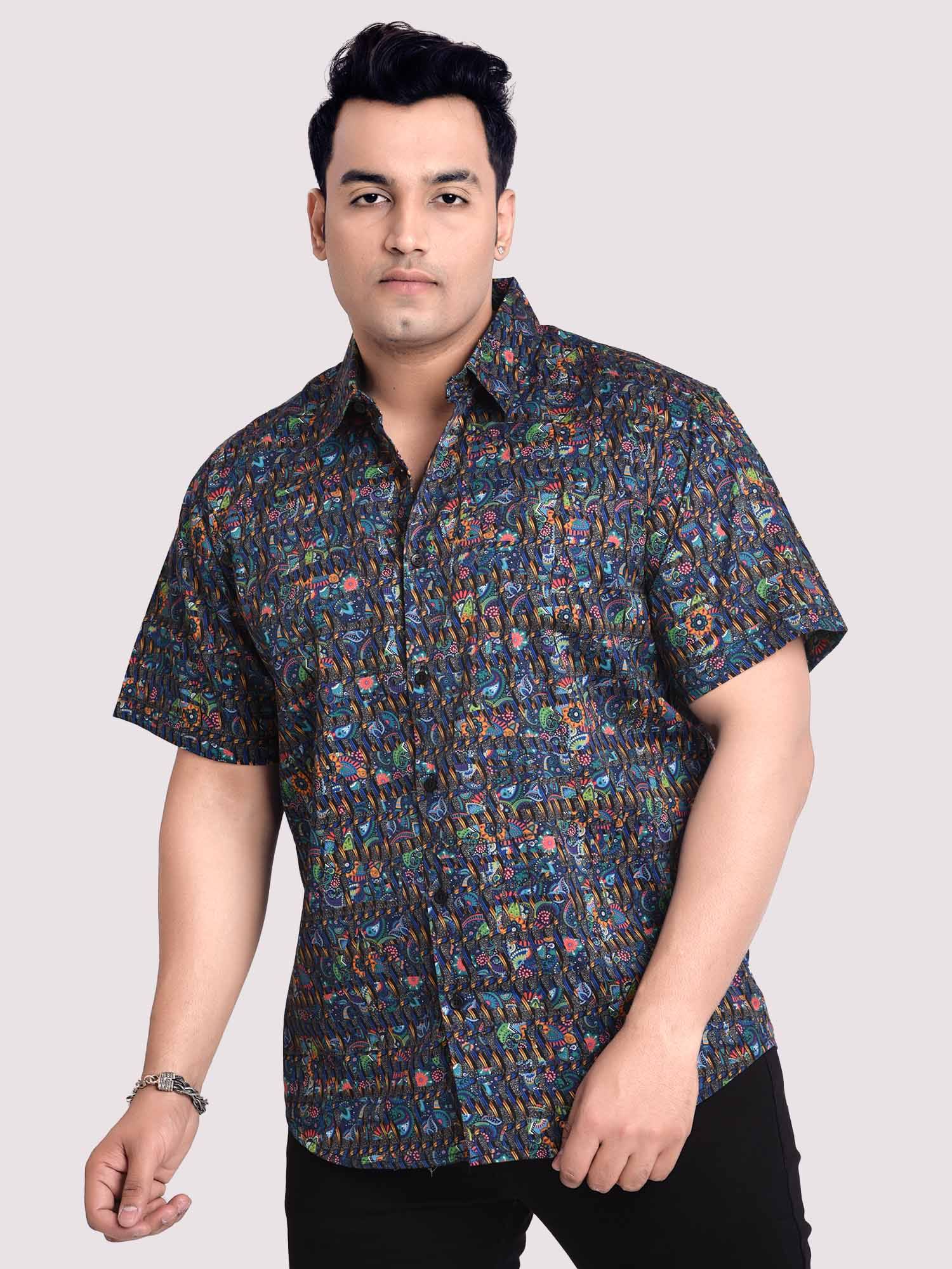 Little Paisley Digital Printed Shirt Men's Plus Size - Guniaa Fashions