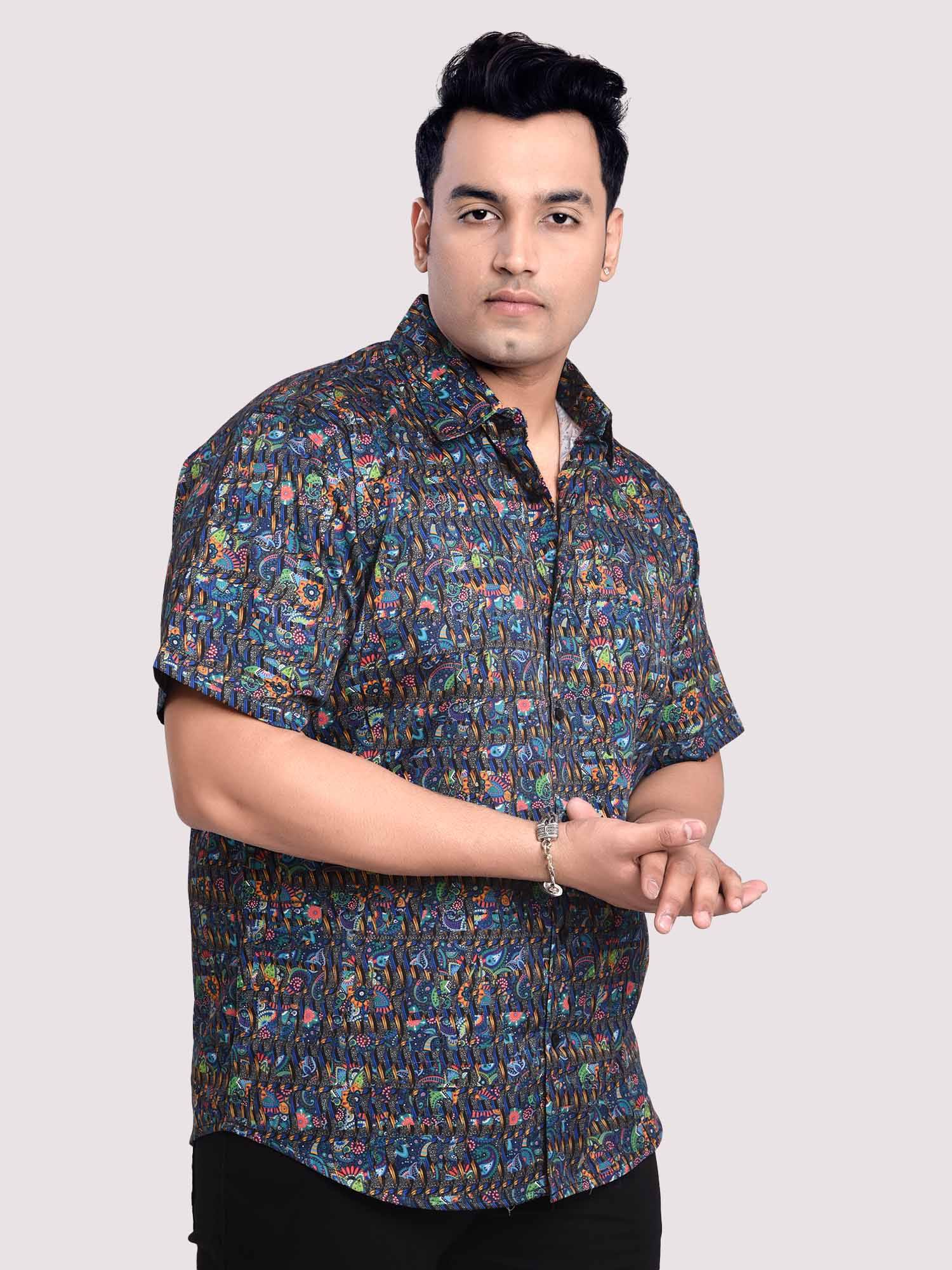 Little Paisley Digital Printed Shirt Men's Plus Size - Guniaa Fashions