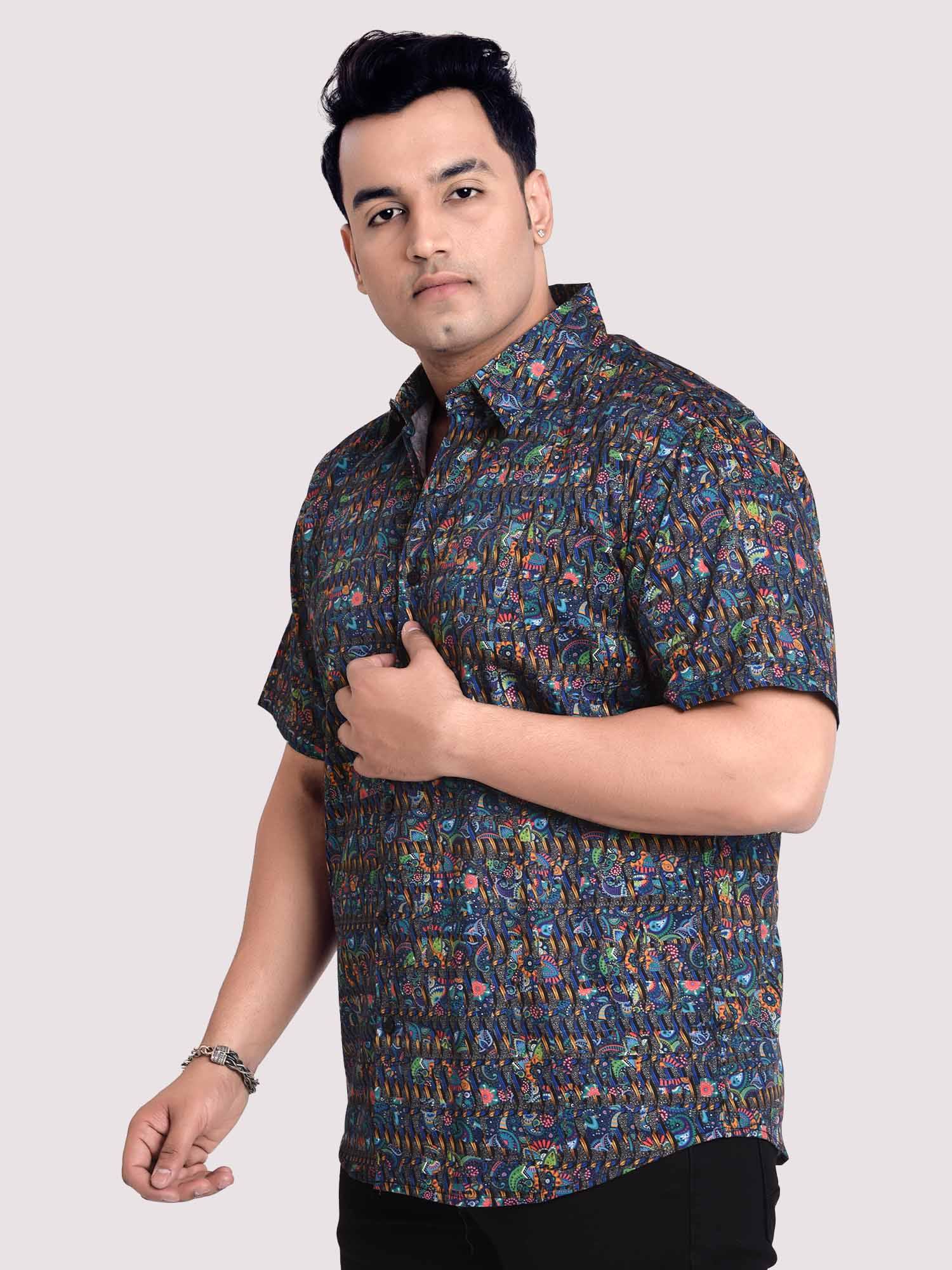 Little Paisley Digital Printed Shirt Men's Plus Size - Guniaa Fashions