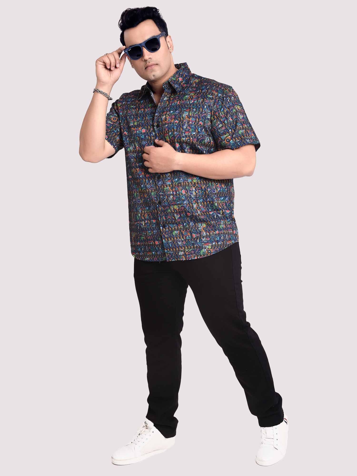 Little Paisley Digital Printed Shirt Men's Plus Size - Guniaa Fashions