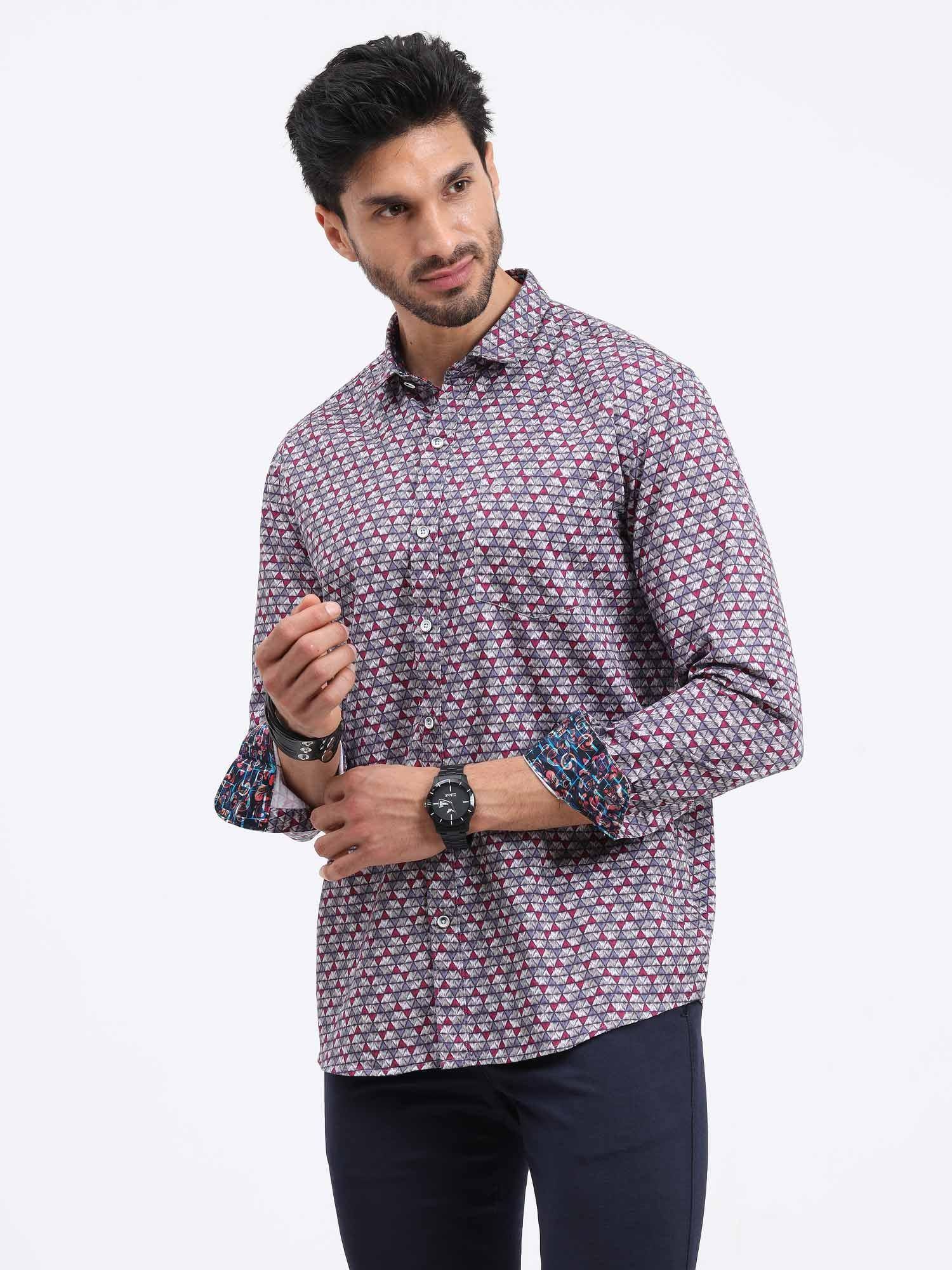 Little Triangles Printed Full Sleeve Shirt - Guniaa Fashions