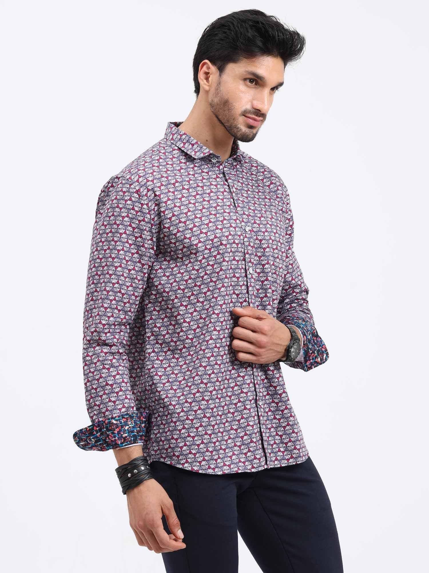 Little Triangles Printed Full Sleeve Shirt - Guniaa Fashions