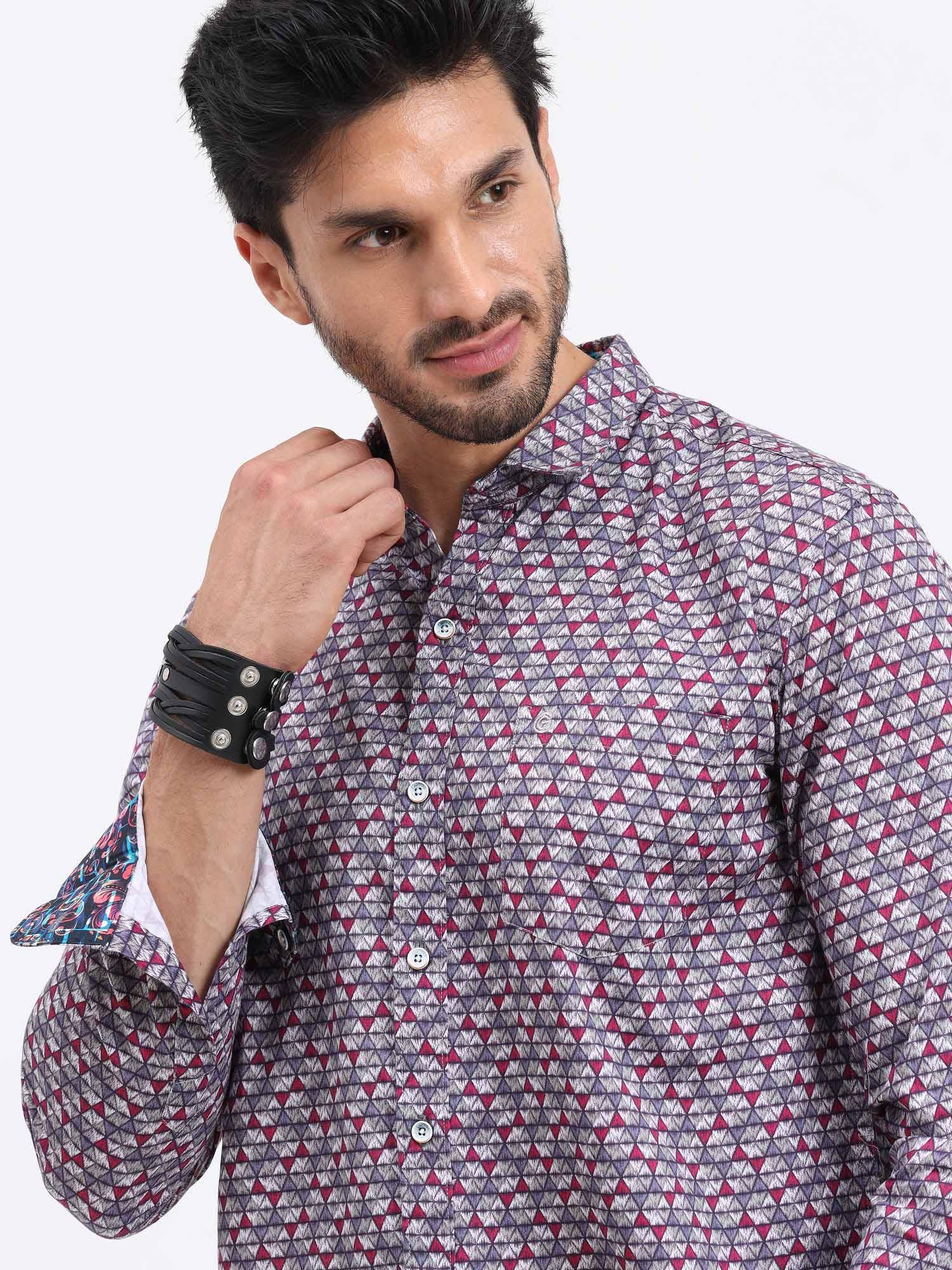 Little Triangles Printed Full Sleeve Shirt - Guniaa Fashions