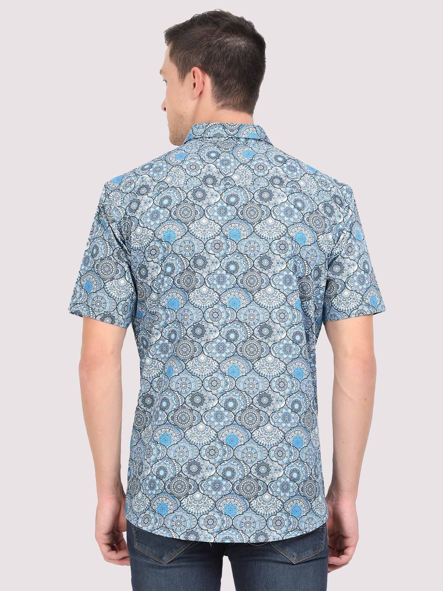 Mandala Grey Digital Printed Half Shirt - Guniaa Fashions