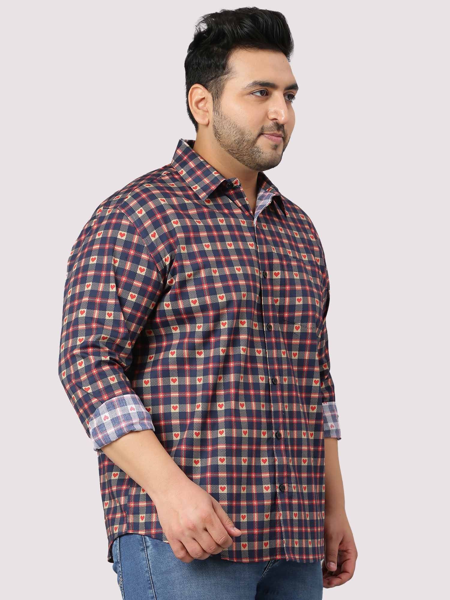 Maroon With Heart Checks Men's Plus Size - Guniaa Fashions