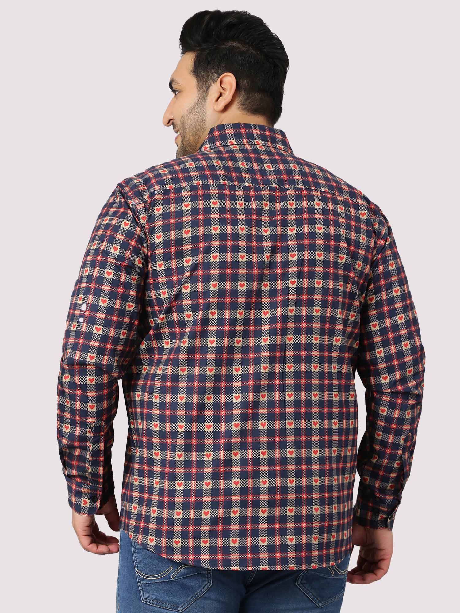 Maroon With Heart Checks Men's Plus Size - Guniaa Fashions