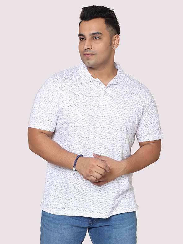 Men Plus Size Abstract Geometric Pattern Digital Printed Polo Collar T-shirt - Guniaa Fashions