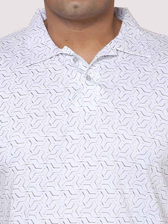 Men Plus Size Abstract Geometric Pattern Digital Printed Polo Collar T-shirt - Guniaa Fashions