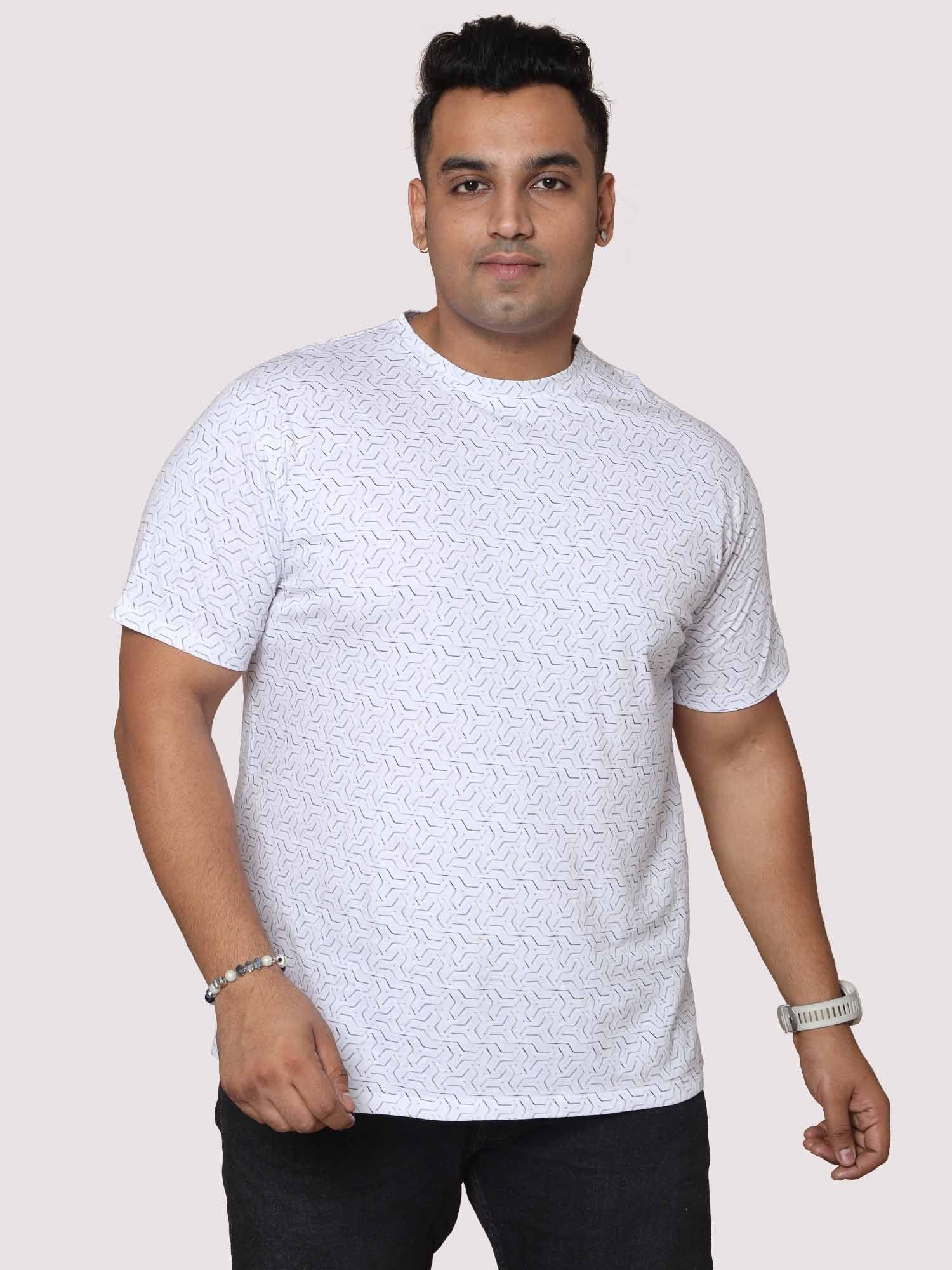 Men Plus Size Abstract Geometric Pattern Digital Printed Round Neck T-shirt - Guniaa Fashions