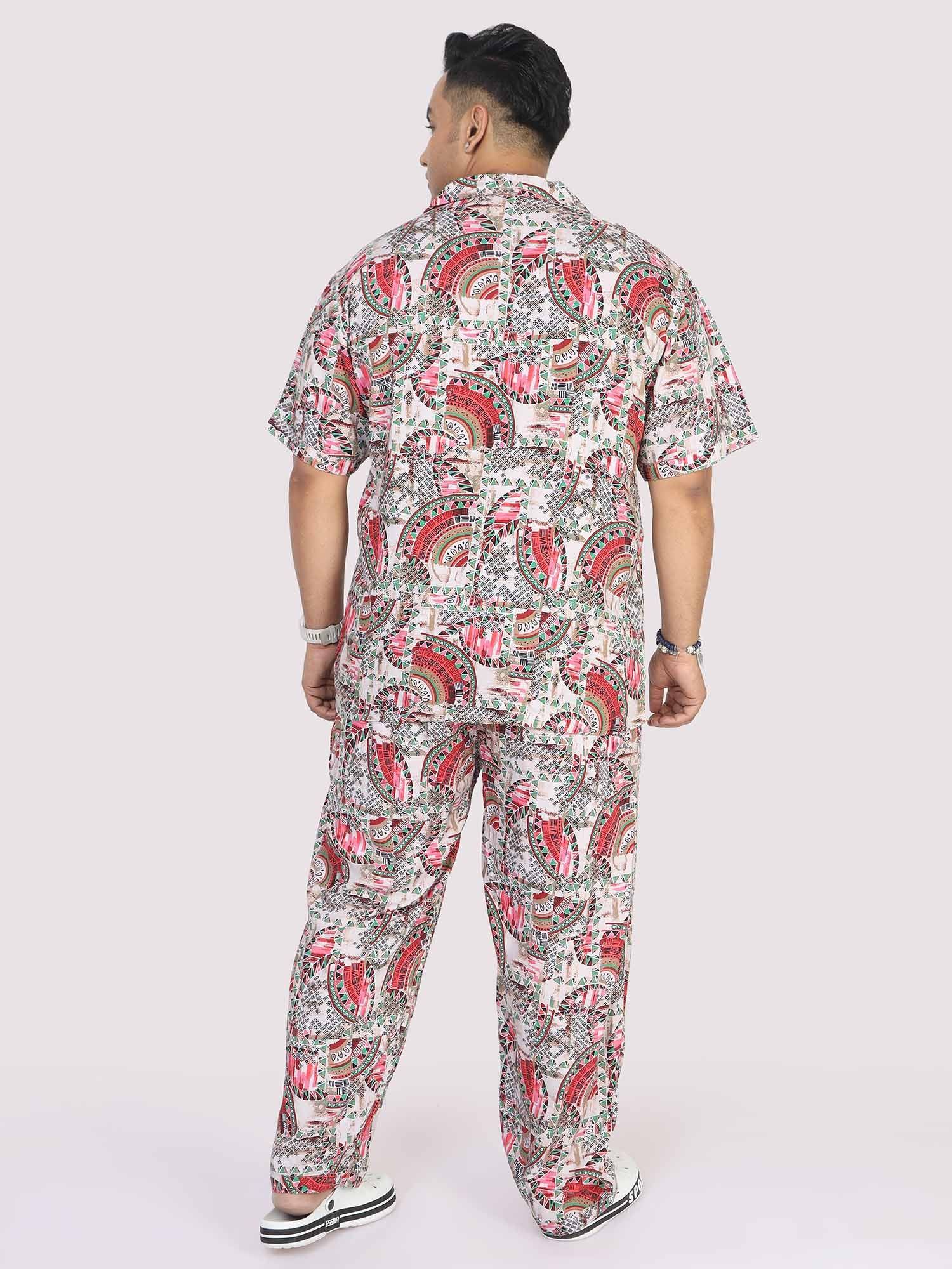 Men Plus Size Abstract Red Printed FULL Sleeve Co-Ords - Guniaa Fashions