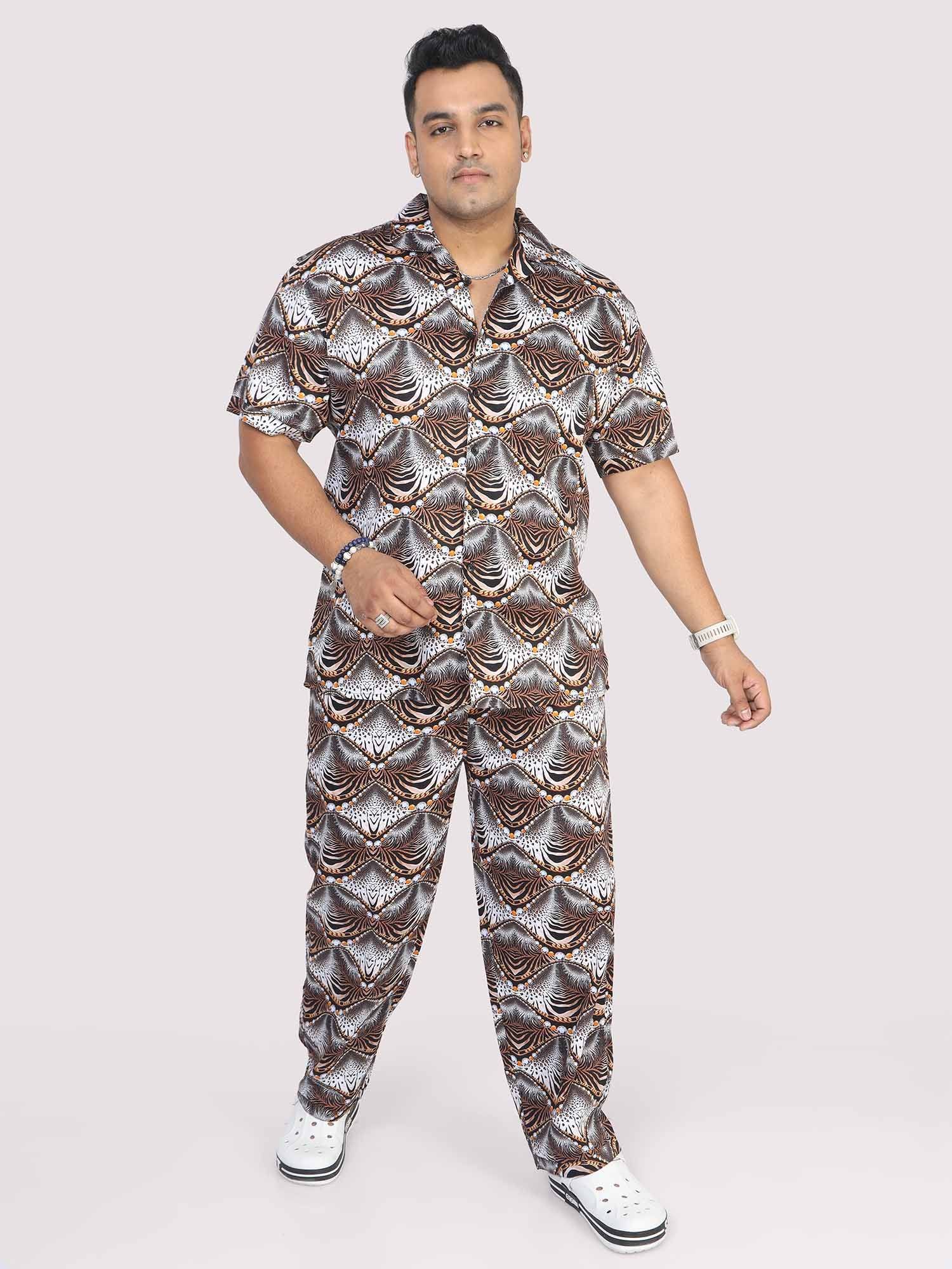Men Plus Size Animal Wavy Printed FULL Sleeve Co-Ords - Guniaa Fashions