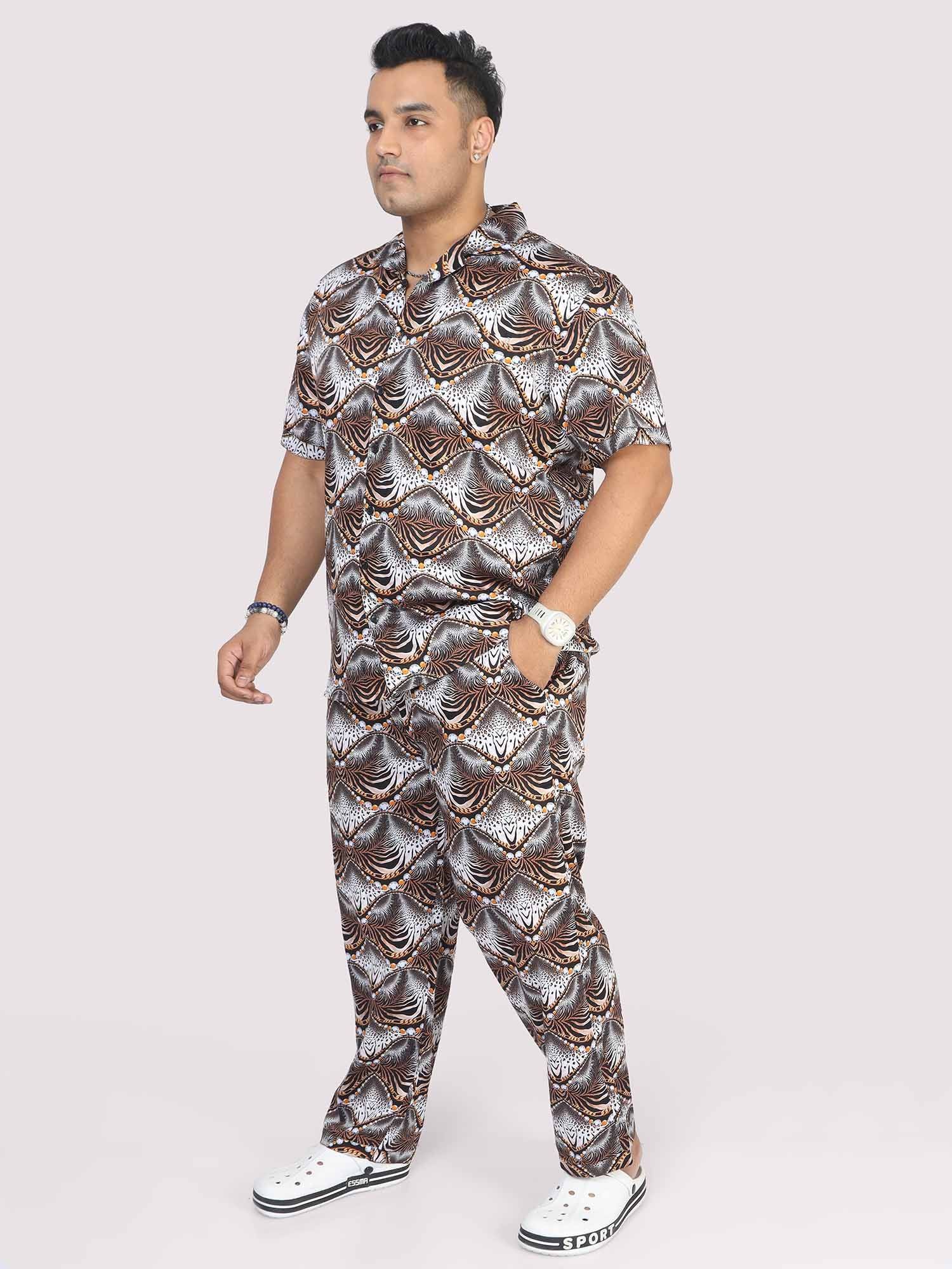 Men Plus Size Animal Wavy Printed FULL Sleeve Co-Ords - Guniaa Fashions