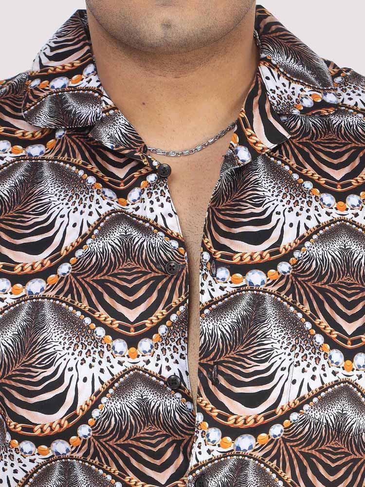 Men Plus Size Animal Wavy Printed Half Sleeve Co-Ords - Guniaa Fashions