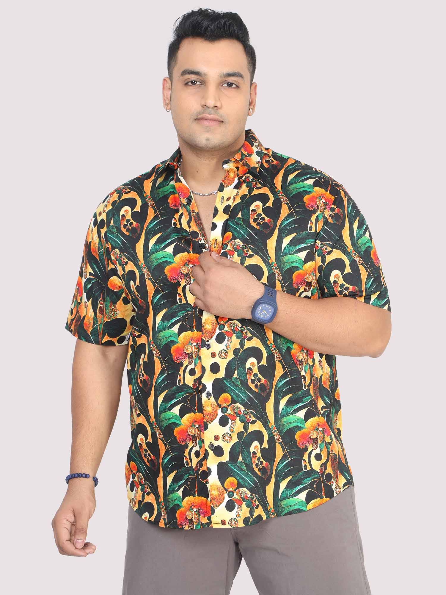 Men Plus Size Astro Gems Digital Printed Half Shirt - Guniaa Fashions